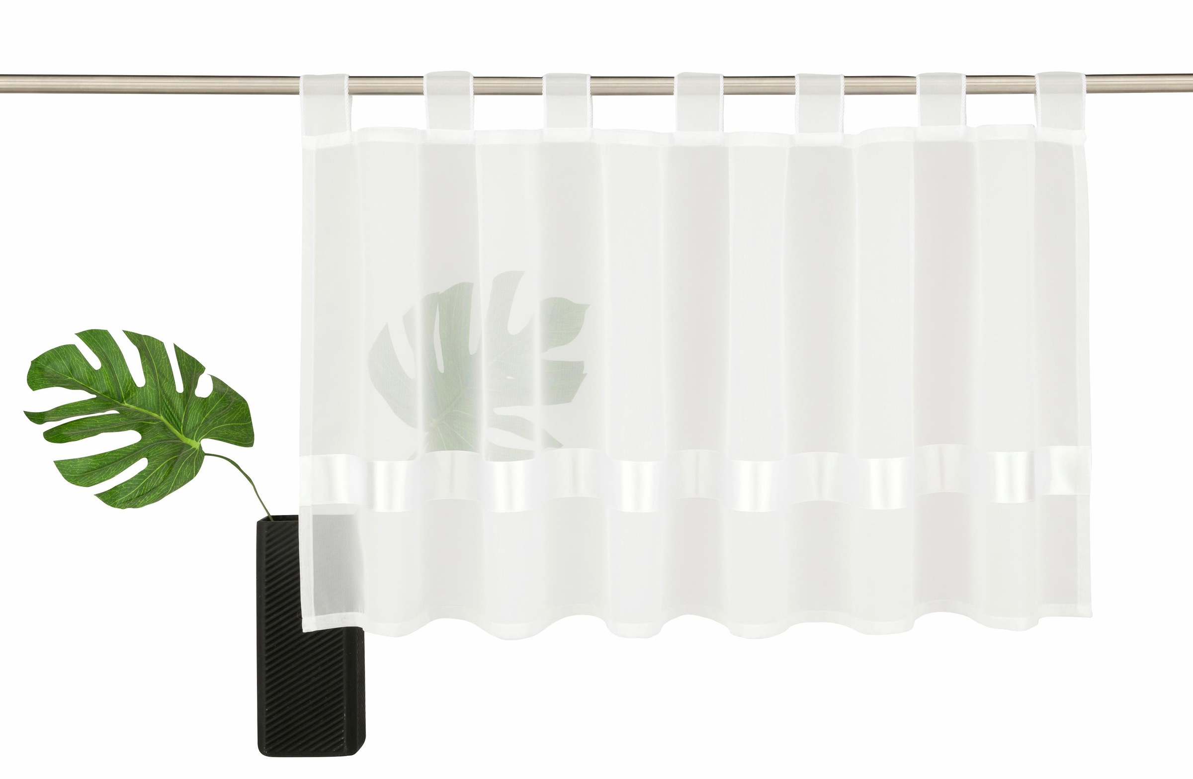 Image of GOODproduct Scheibengardine "EBY" Schlaufen 1 Stk. tlg. Fertiggardine, mit einseitig aufgenähtem Satinband, Querstreifen