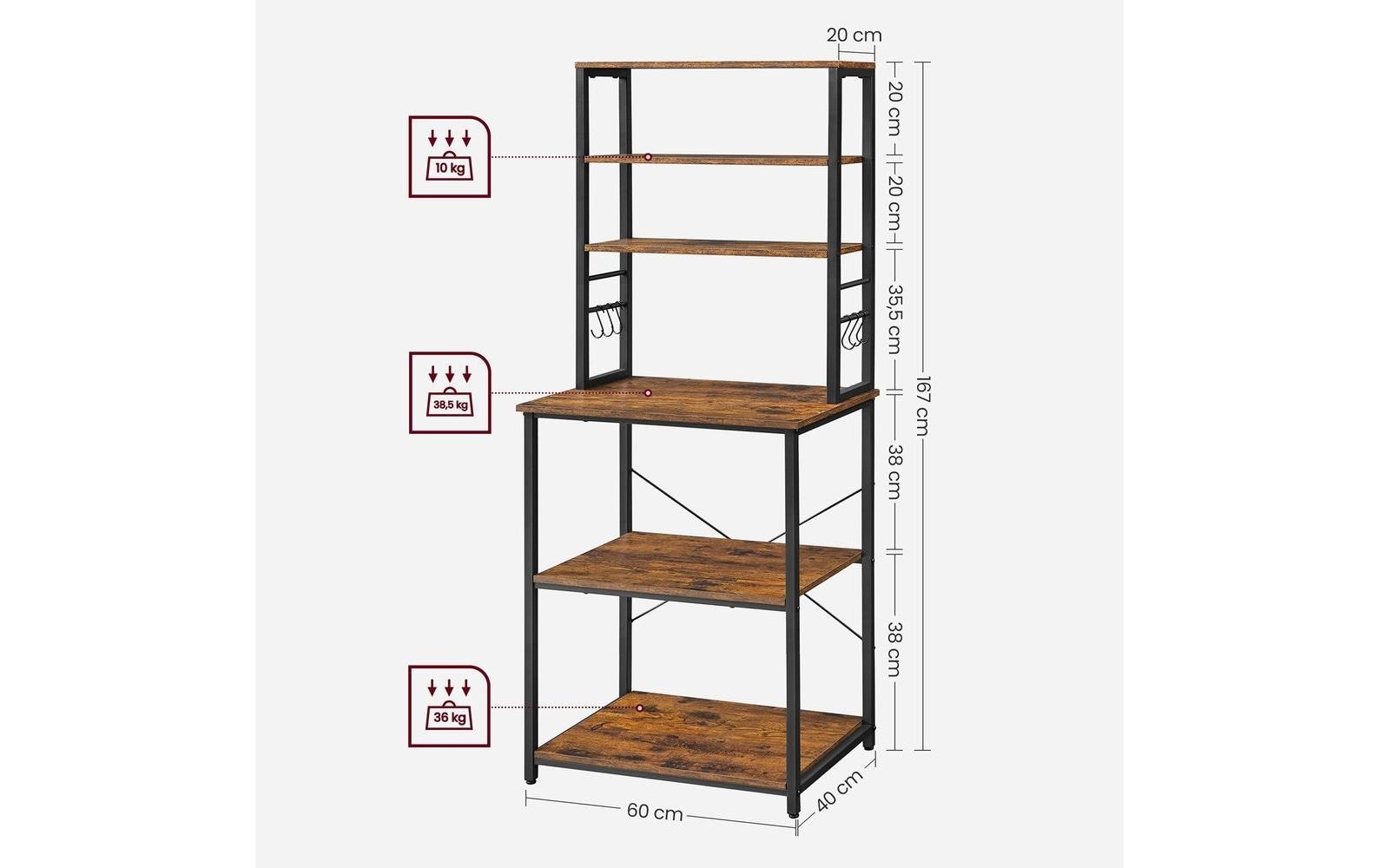 VASAGLE Étagère de cuisine »mit 6 Ablagen«