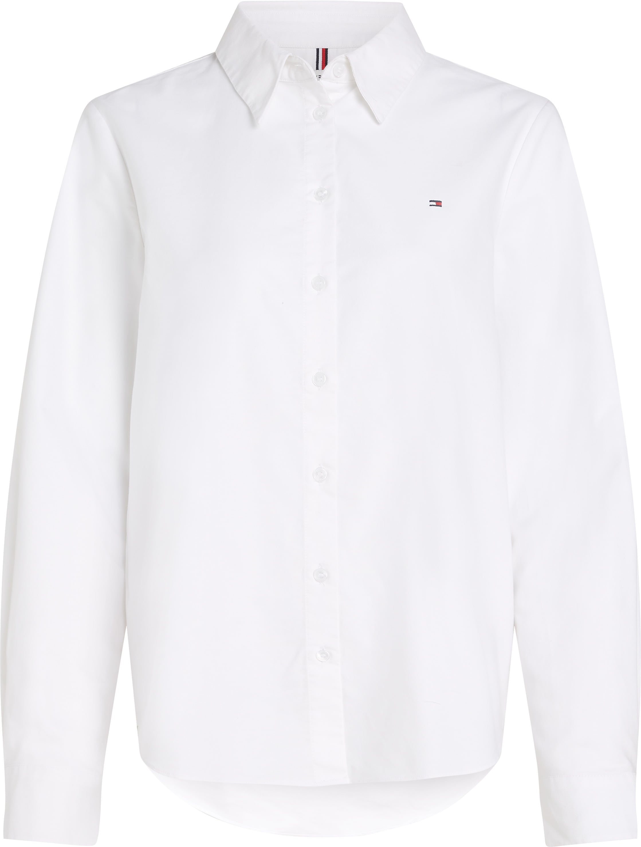 Tommy Hilfiger Hemdbluse »OXFORD RELAXED FIT SHIRT mit Hemdblusenkragen und Stickerei«, gestreift, klassisch, relaxed fit, Baumwolle, Kragen