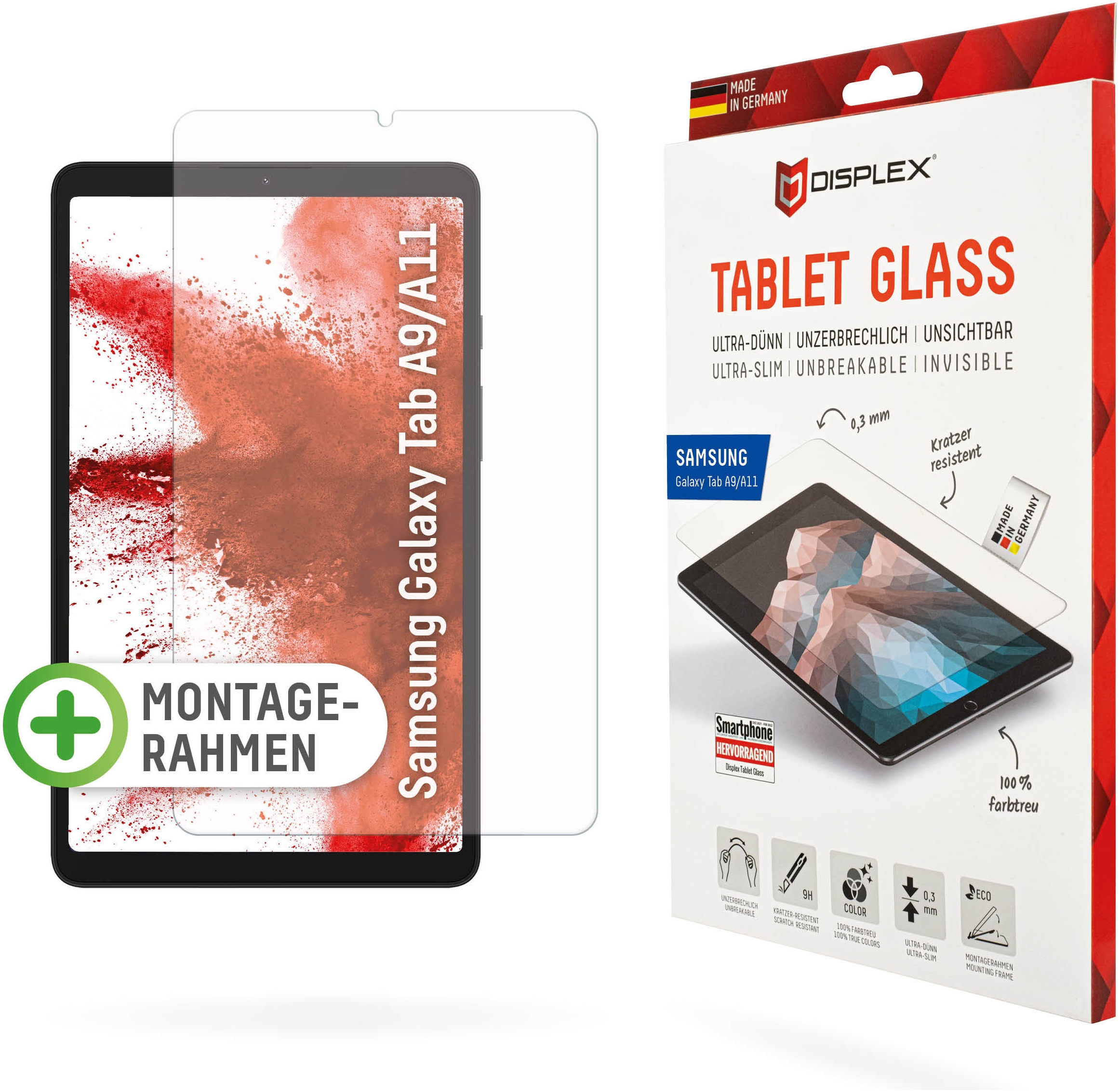 Image of Displex Displayschutzglas "Tablet Glass" für Samsung Galaxy Tab A9;Samsung Galaxy Tab A11 Bildschirmschutz, Schutzglas, Splitterschutz, kratzfest