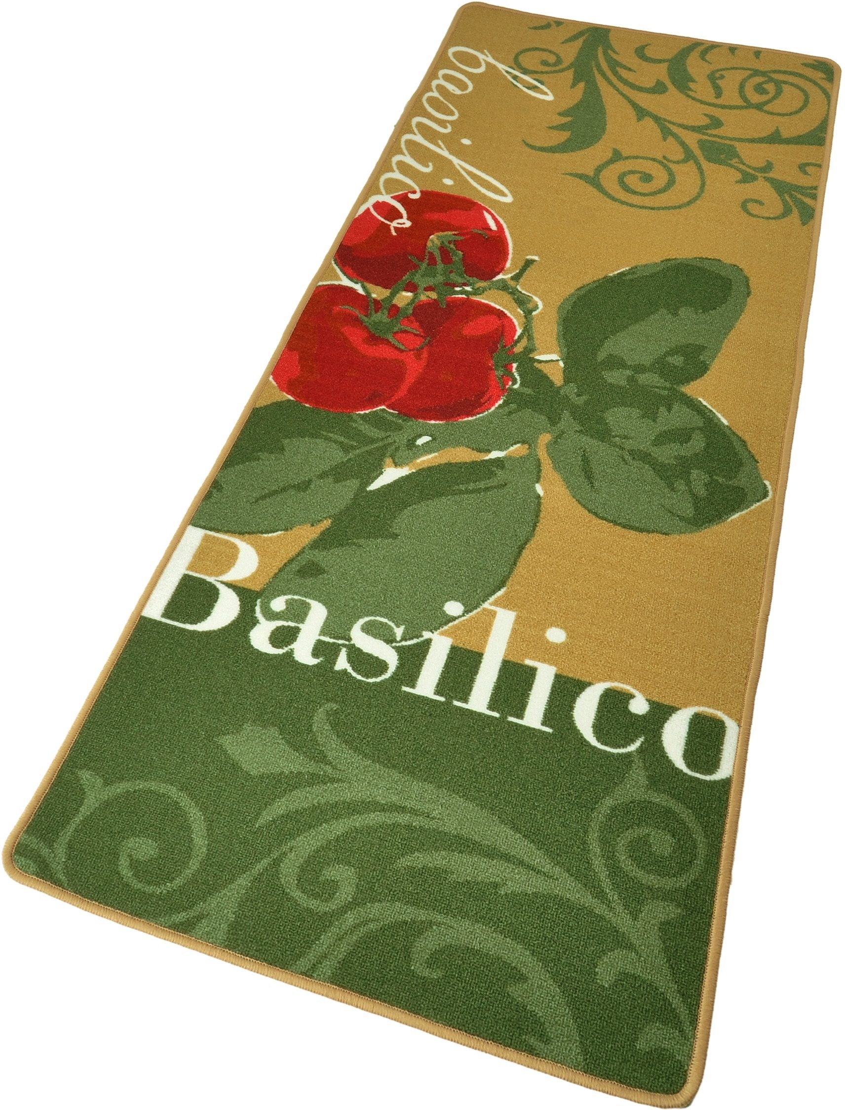 Image of HANSE Home Küchenläufer »Basilico«, rechteckig, 8 mm Höhe, Kurzflor, rutschhemmend, Teppich-Läufer, Gekettelt, Getuftet, Robust, ?Pflegeleicht, Küche, Schriftzug, Gemüse, Pasta bei Ackermann Versand Schweiz