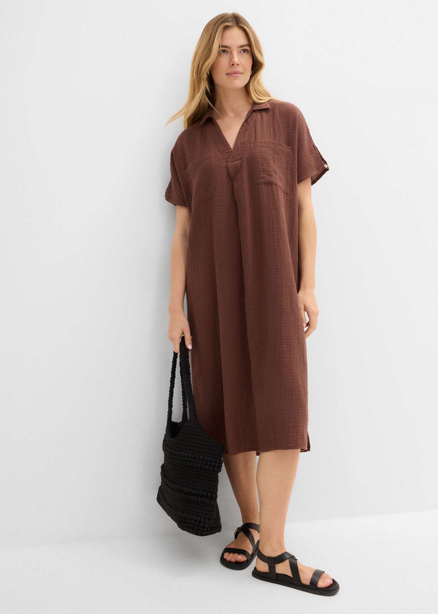 bonprix Oversize-Passform, Kaftan-Schnitt, Kimonoärmel, aus Baumwolle