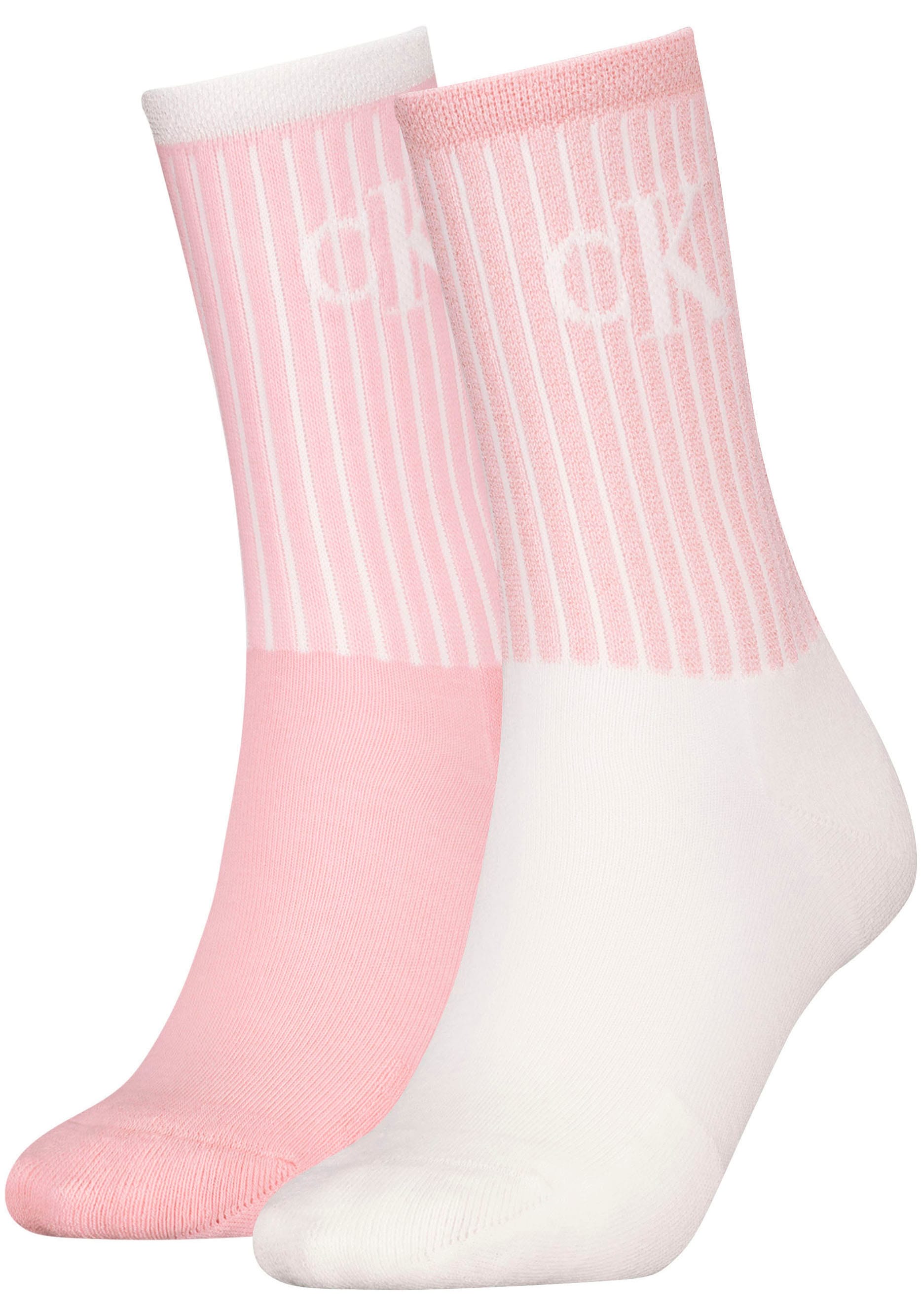 Image of Calvin Klein Jeans Socken "CKJ WOMEN SOCK 2P GLOSSY RIB" 2 Paar, 2 Paar tlg. mit Logostickerei
