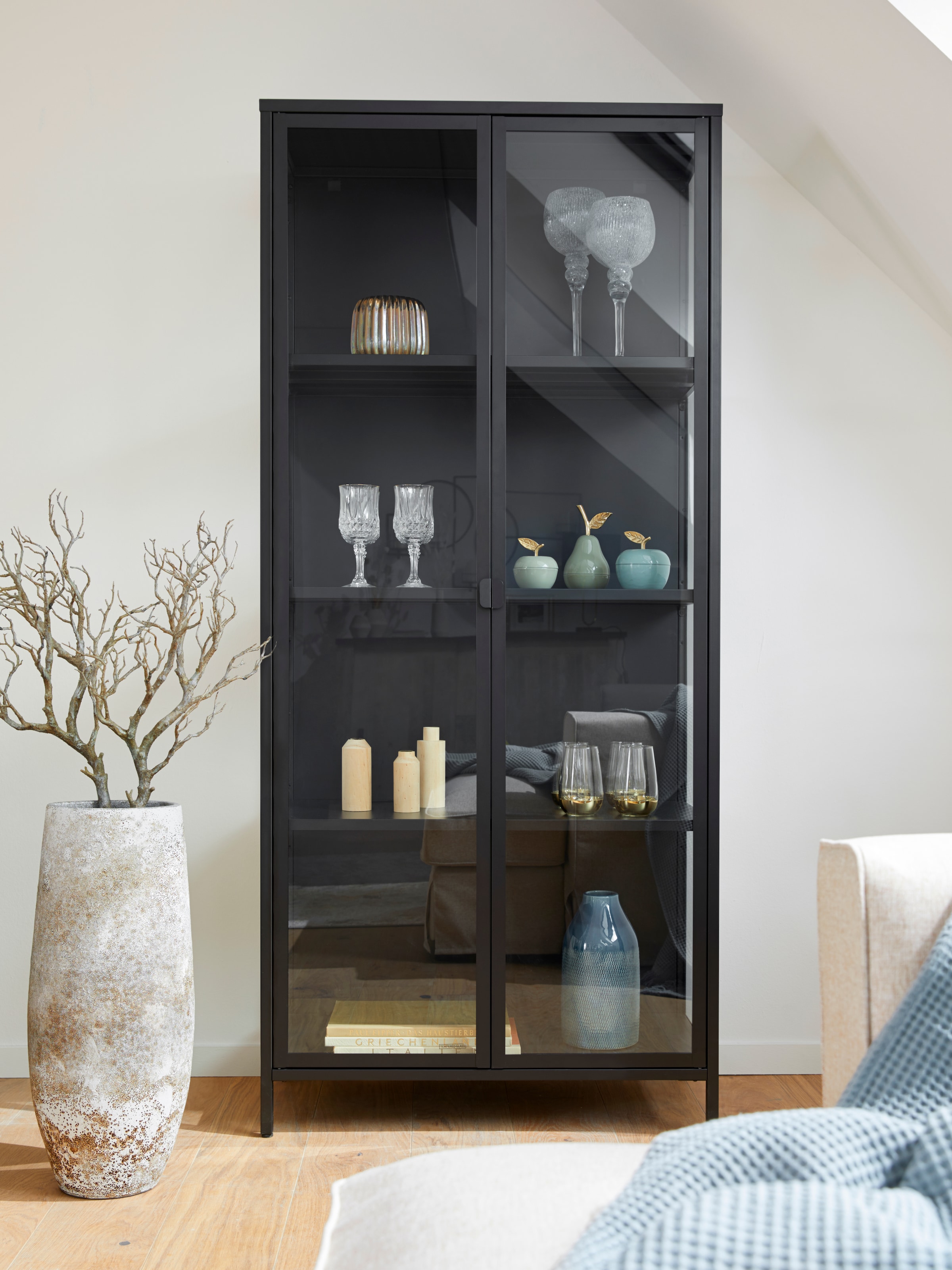 ACTONA GROUP Vitrines »New York« métal noir, avec portes vitrées et 4 compartiments, hauteur 180cm