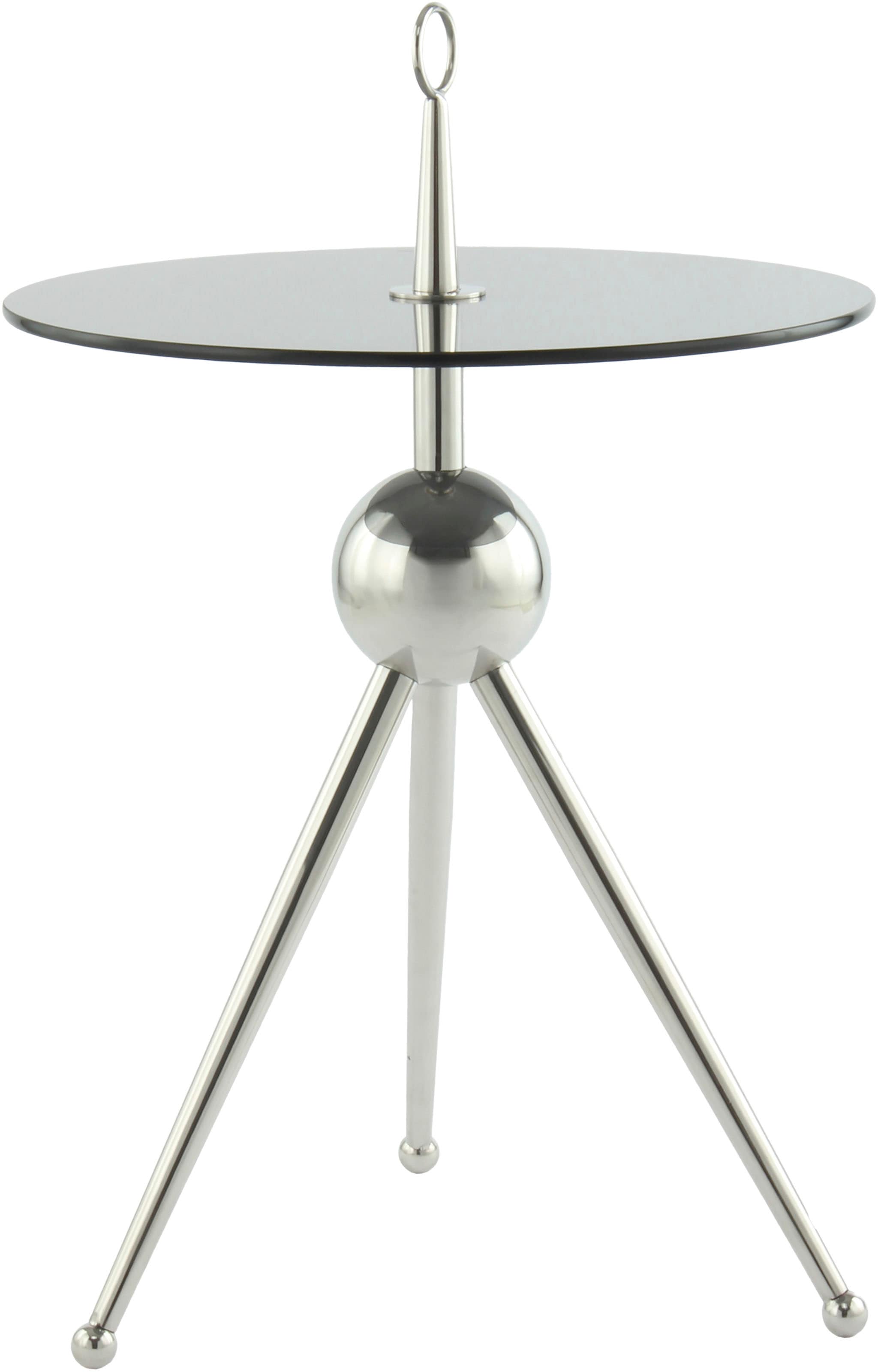 Kayoom Beistelltisch »Ontario 325, Runde  Glasplatte aus Sicherheitsglas, 100% Edelstahl« 1 Stk. tlg. Minimalistisch, Gestell in Tripod-Design, mit Tragering