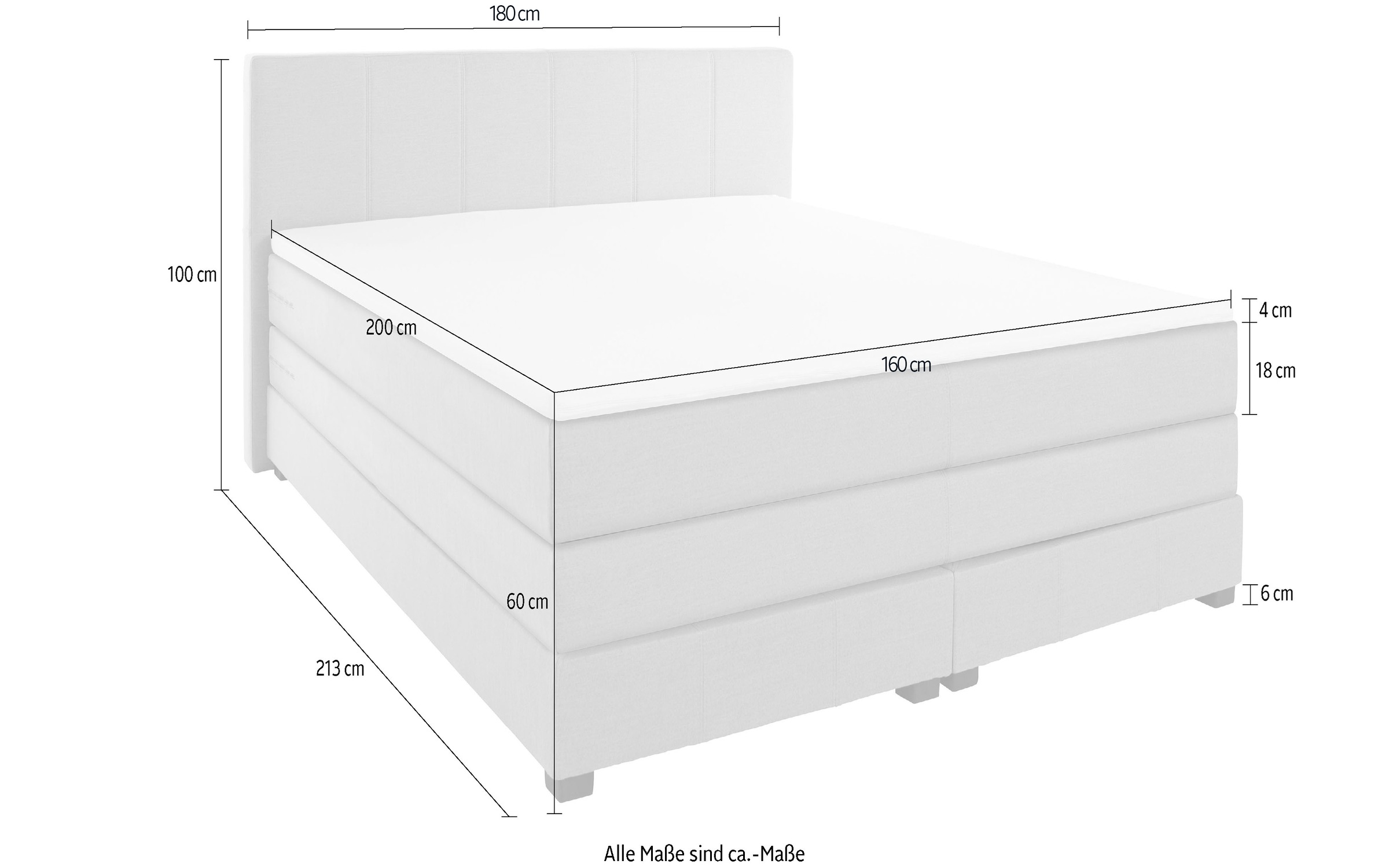 GOODproduct Boxspringbett »Peetu«, Taschenfederkern-Matratze, in 4 Breiten und 4 Farben, incl. Topper