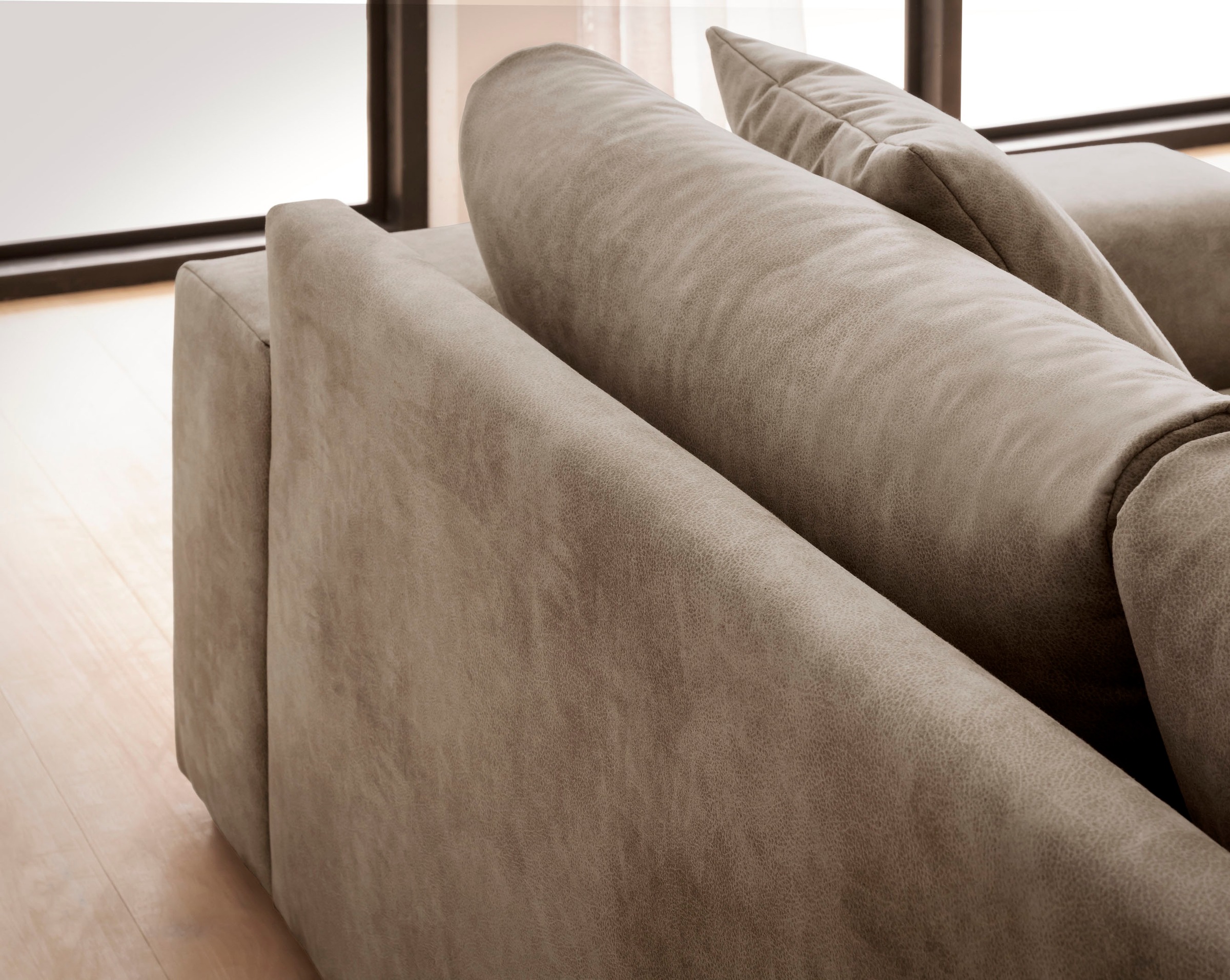 andas Ecksofa »SLEETLAND XXL in Samtvelours oder Vintage-Leder-Optik, L-Form,«, besonders gross und bequem