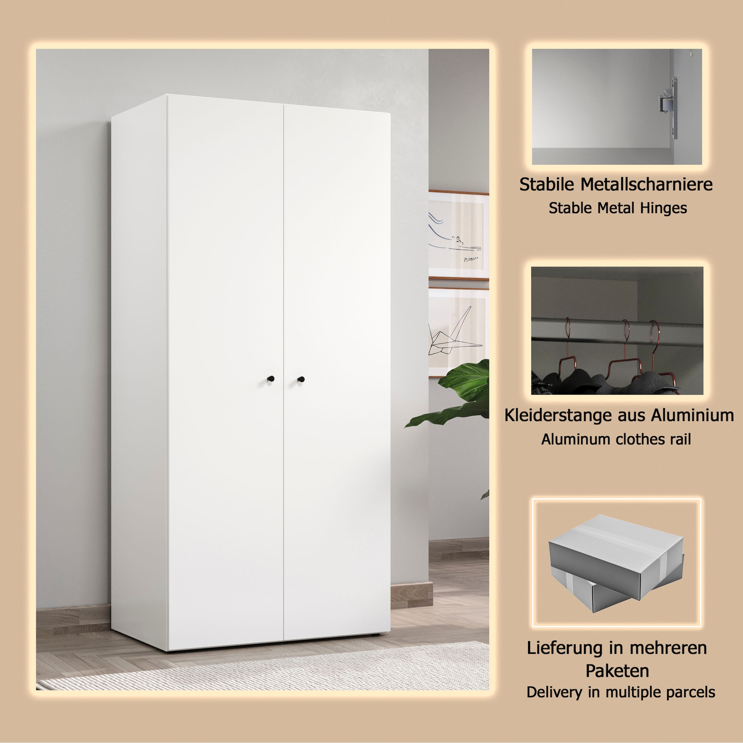 INOSIGN Kleiderschrank »Jersey Schlafzimmerschrank Garderobe Bestseller Schrank«, Drehtürenschrank mit modernen Griffen