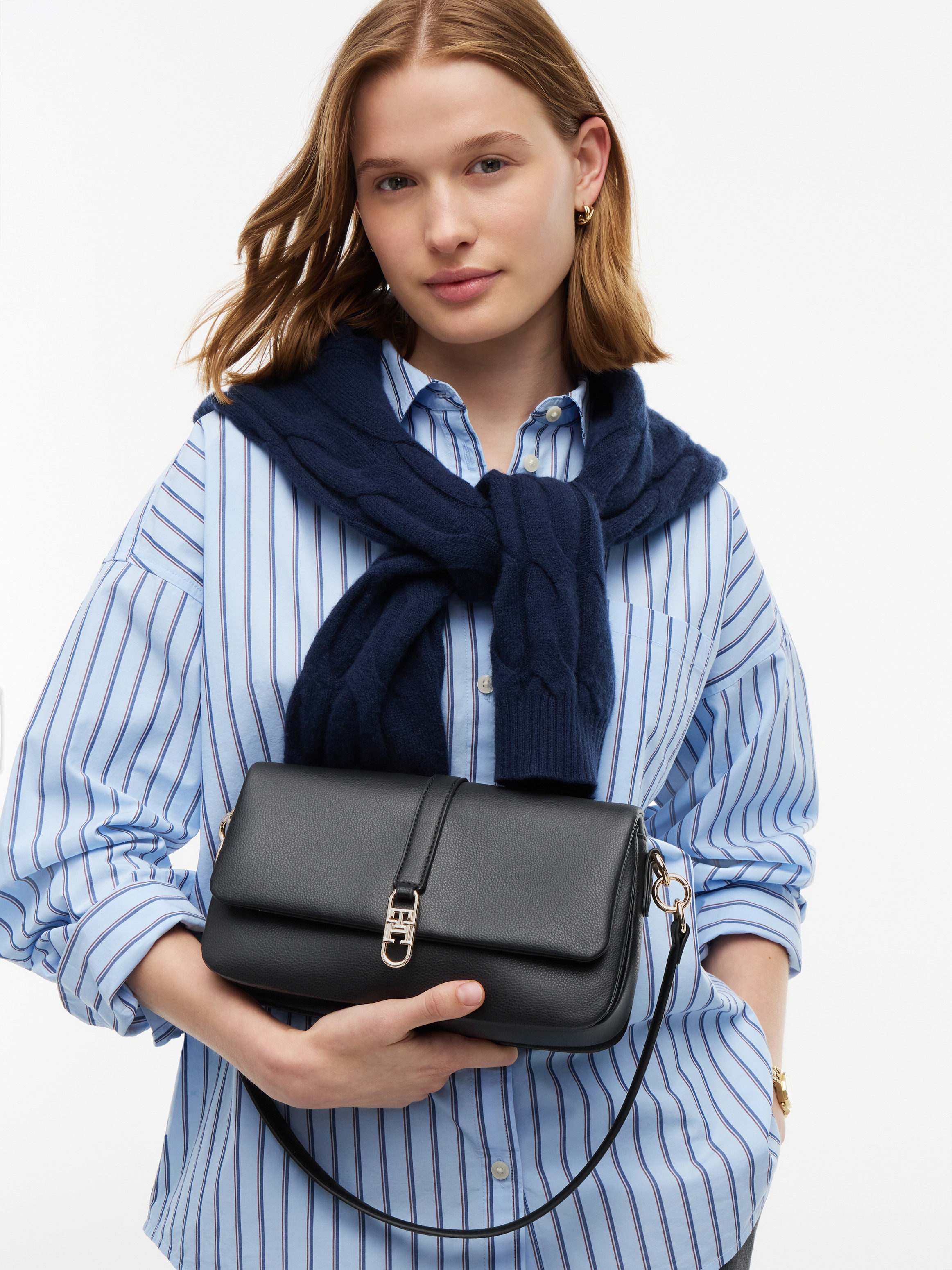Tommy Hilfiger Umhängetasche »TH LIBRE CONV FLAP CROSSOVER« Damen Handtasche, Schultertasche mit TH-Logo Verschluss