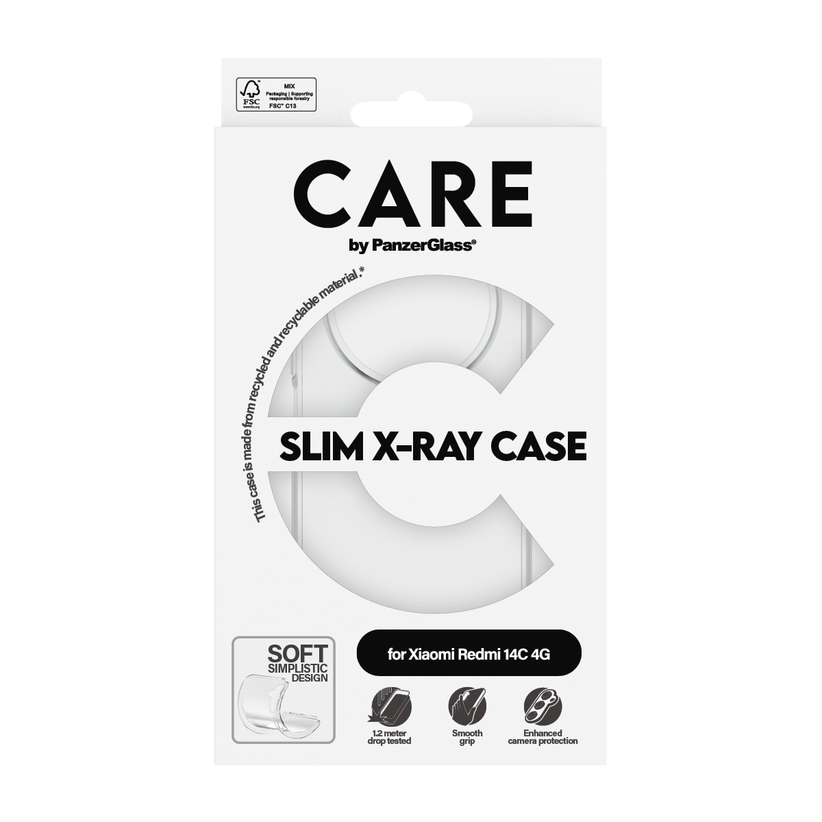 CARE by PanzerGlass Handyhülle »Slim X-Ray Case für Xiaomi Redmi 14C«, Backcover, Schutzhülle, Handyschutzhülle, Case, Schutzcase, stossfest