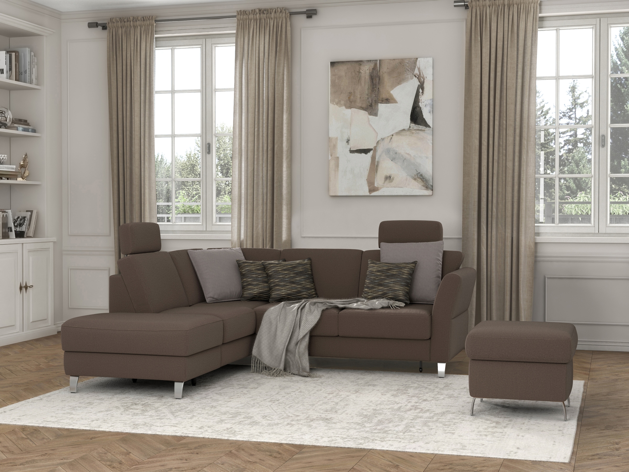 sit&more Ecksofa »Visby L-Form«, Wahlweise mit Bettfunktion und Stauraum, frei im Raum stellbar