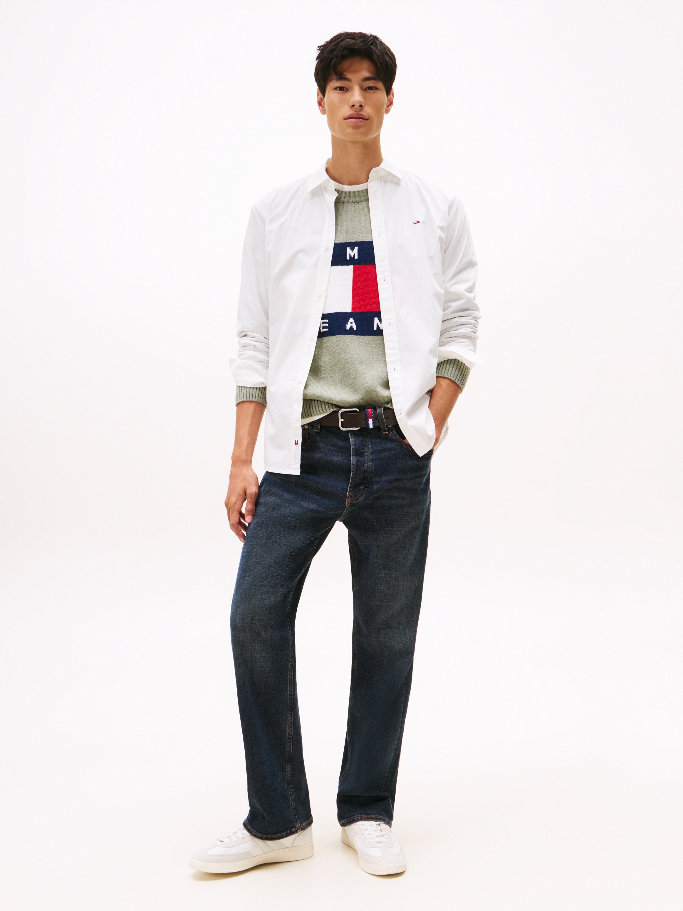 Tommy Jeans Langarmhemd »TJM POPLIN«, Regular fit, Kentkragen