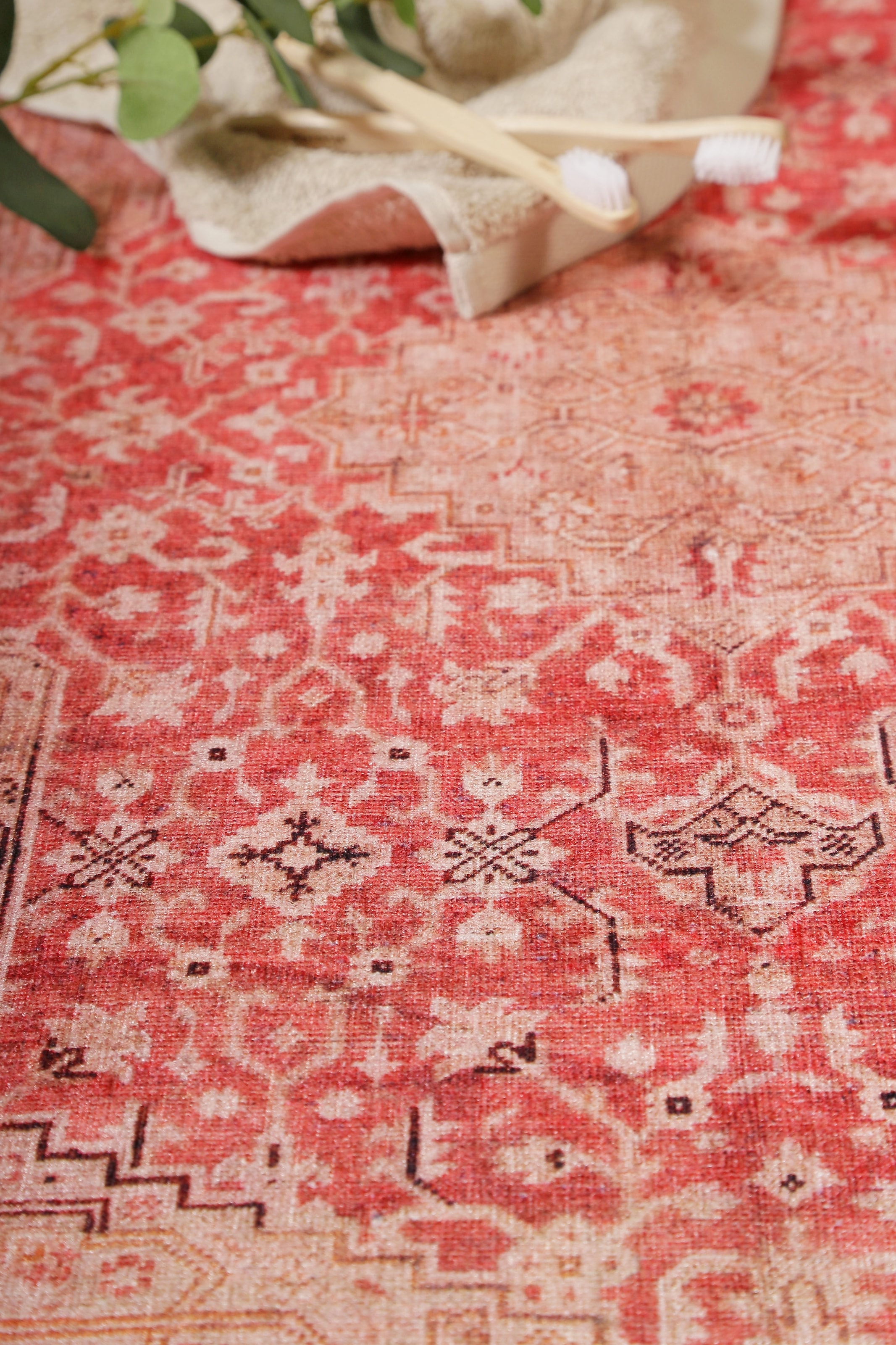 Wecon home Badematte »Polaroid« Höhe 6 mm rutschhemmend beschichtet fussbodenheizungsgeeignet | schnell trocknend Vintage Orient Stil, Badezimmerteppich, waschbar