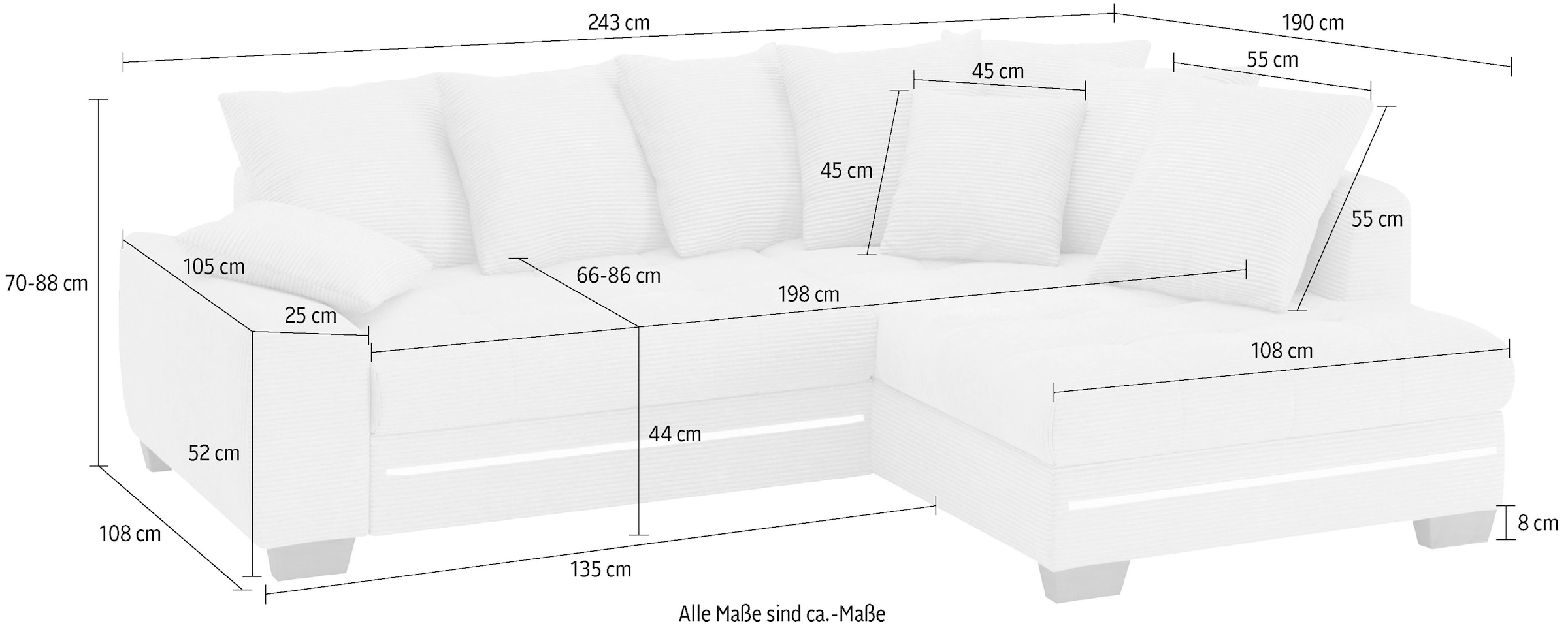 Mr. Couch Ecksofa »Nikita II, L-Form« mit RGB-LED Beleuchtung, wahlweise mit Bett, Bettkasten, Kaltschaum
