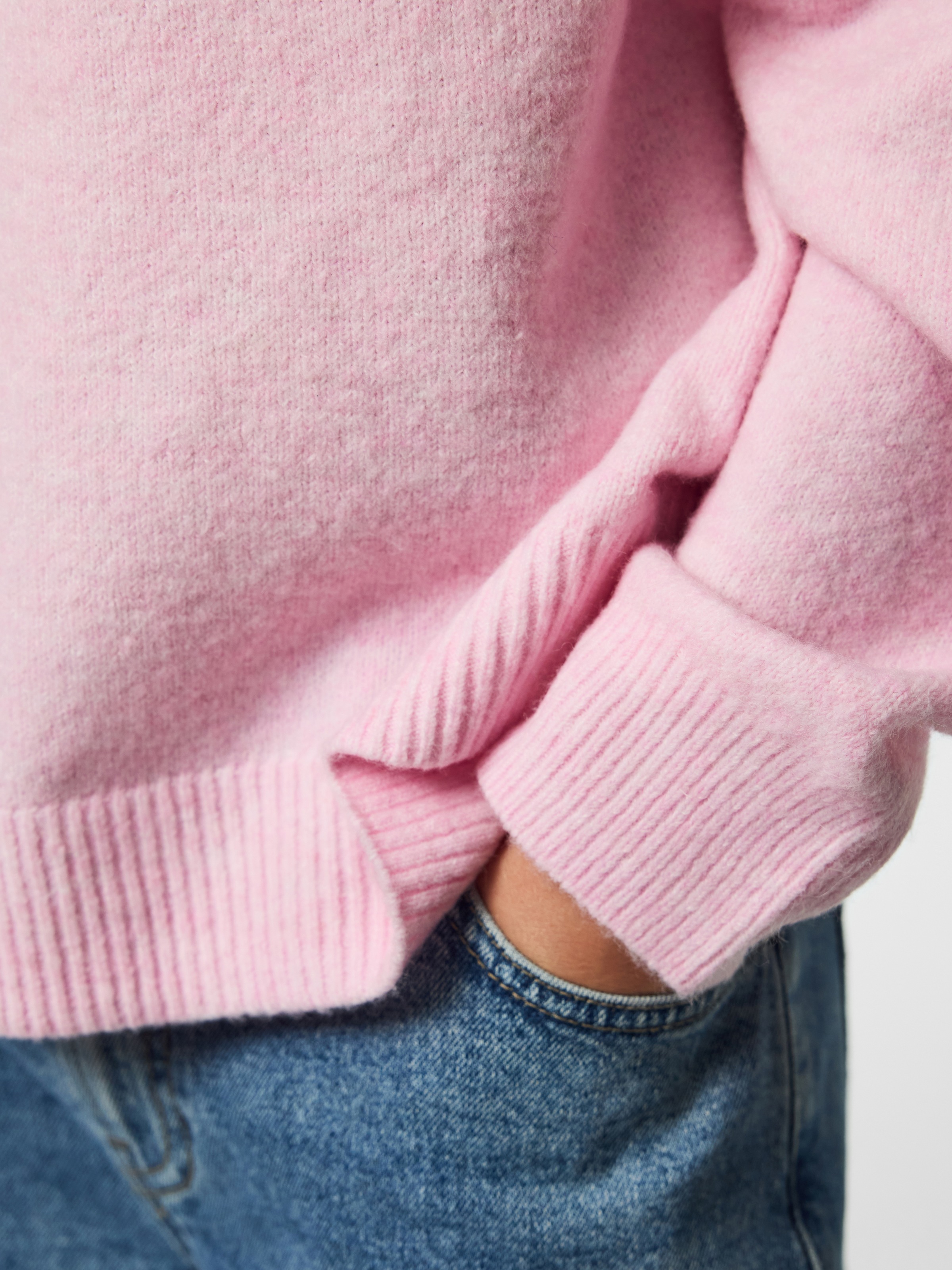 pieces Rundhalspullover »PCSALLY LS O-NECK KNIT NOOS BC« Materialmix