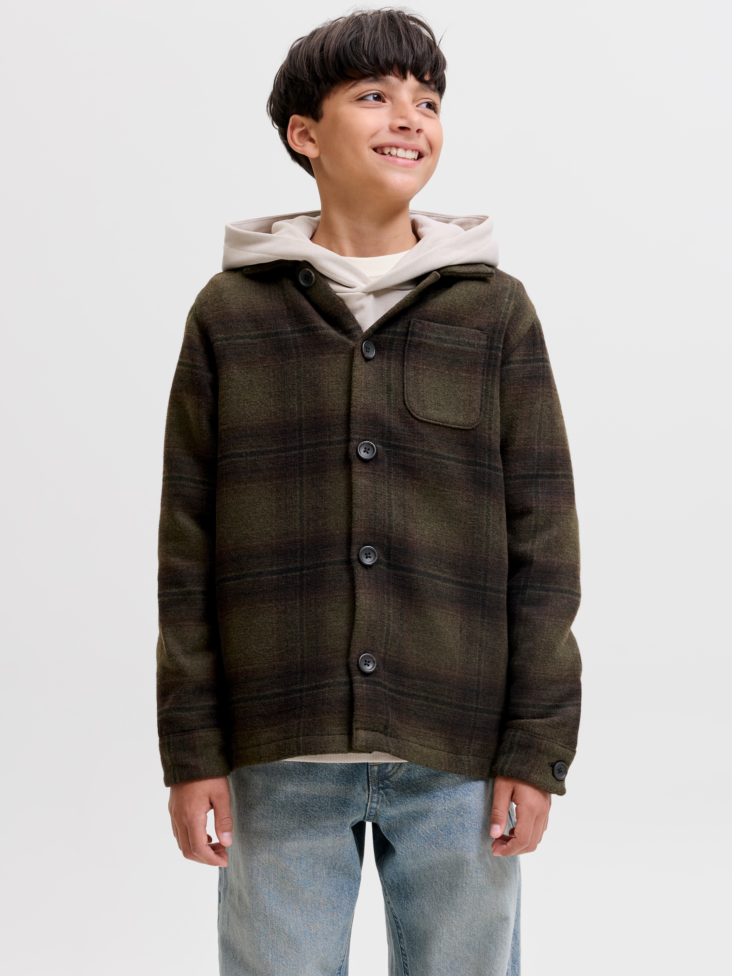 Jack & Jones Junior Langarmhemd »JJESOHO OLLIE OVERSHIRT LS SN JNR« Materialmix, locker geschnitten