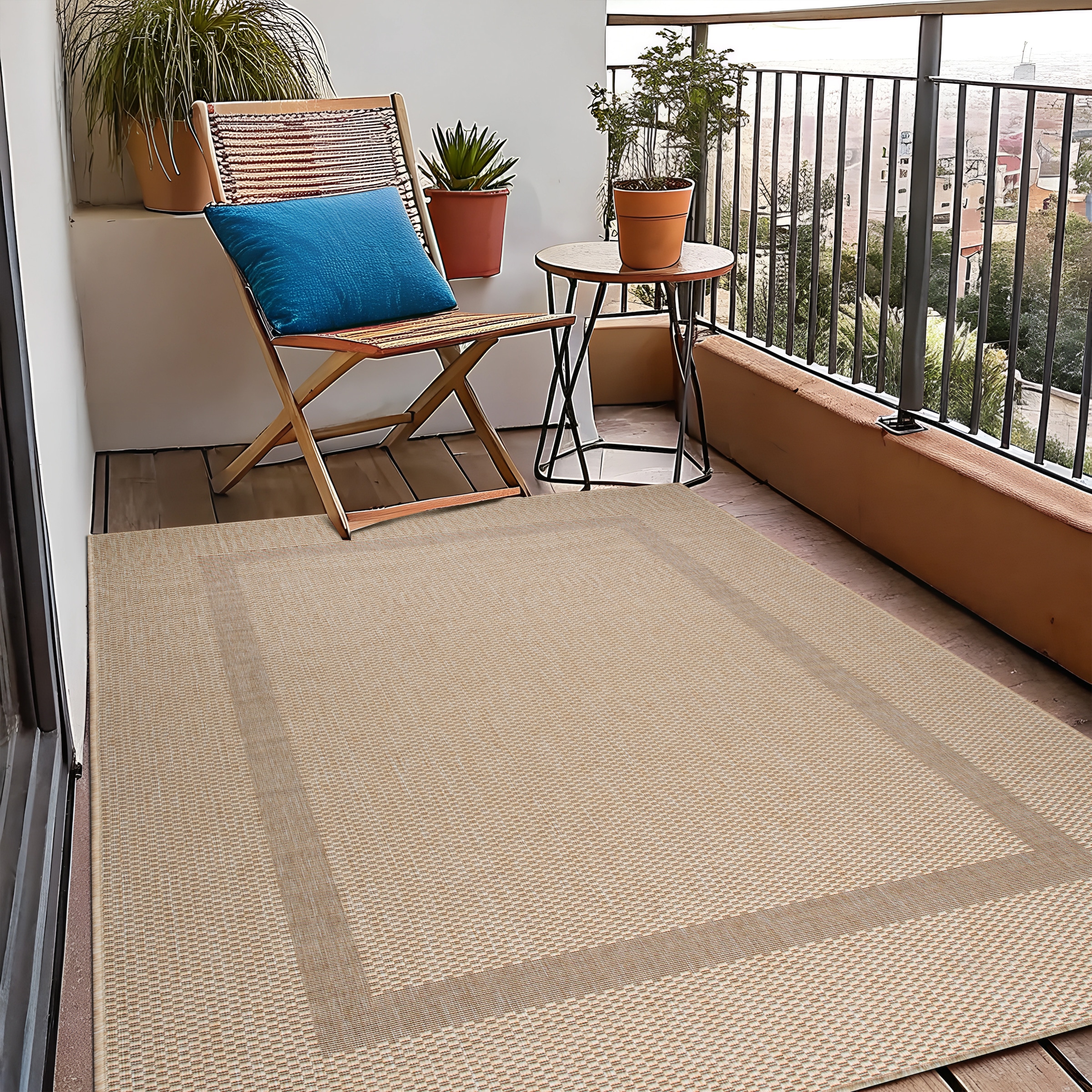 GOODproduct Teppich »Venedig Bordüre auch als Läufer erhältlich« rechteckig 3 mm Höhe In- und Outdoor geeignet, Sisal-Optik, Wetterfest & UV-beständig