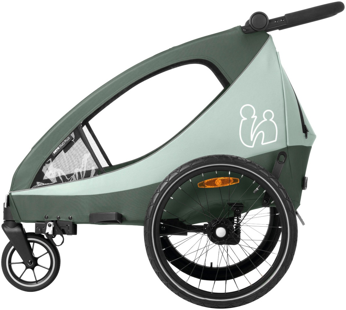 Hauck Fahrradkinderanhänger »2in1 Bike Trailer und Buggy Dryk Duo Plus, dark green« für 2 Kinder; inklusive Deichsel