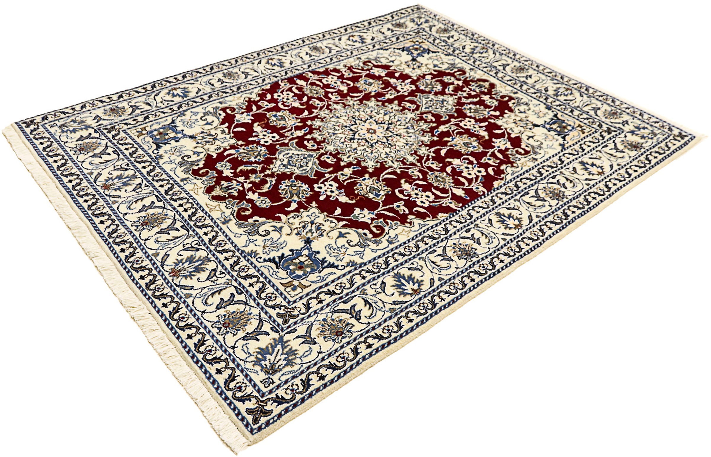 Image of morgenland Orientteppich »Perser - Nain - 191 x 147 cm - dunkelrot«, rechteckig, 12 mm Höhe, Wohnzimmer, Handgeknüpft, Einzelstück mit Zertifikat bei Ackermann Versand Schweiz