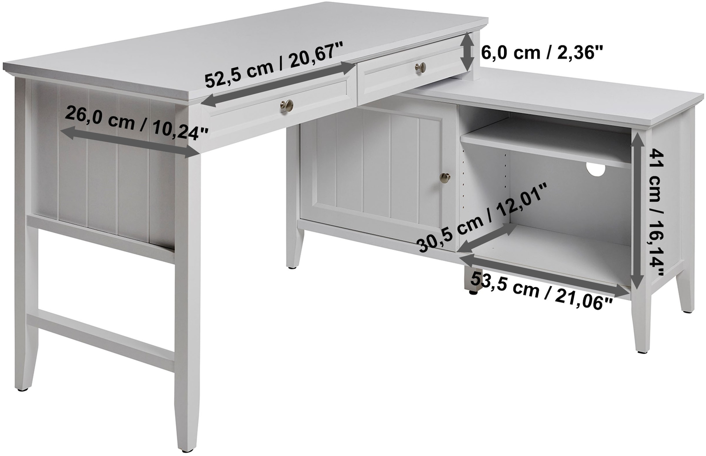 Jahnke Bureau d'angle »CLASSIC C 145 E« montage réversible, avec porte coulissante, dimensions 144,9 x 120 cm