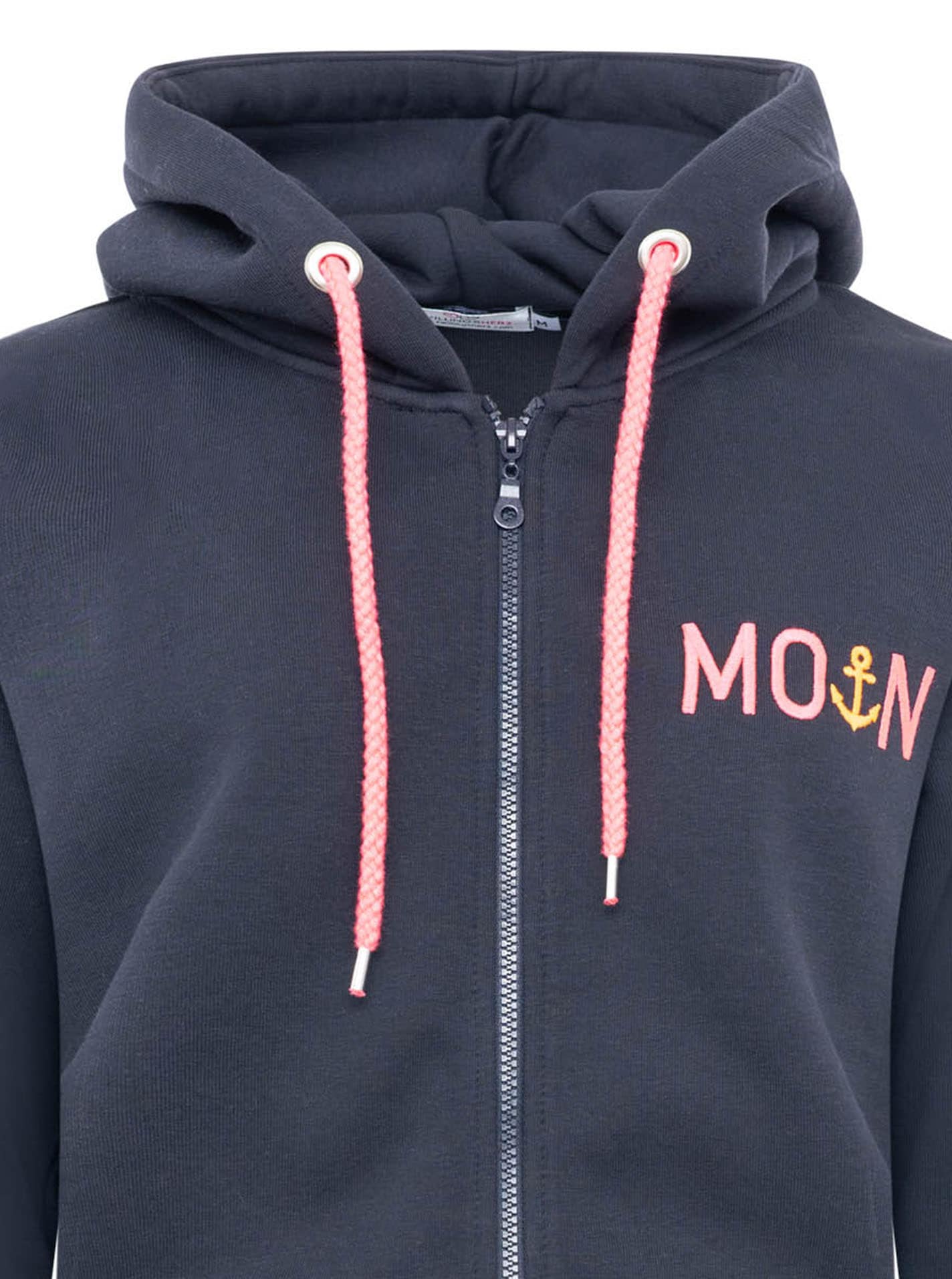 Zwillingsherz Kapuzensweatjacke Regular Fit, Stickerei, Reissverschluss, Langarm, Kontast-Details