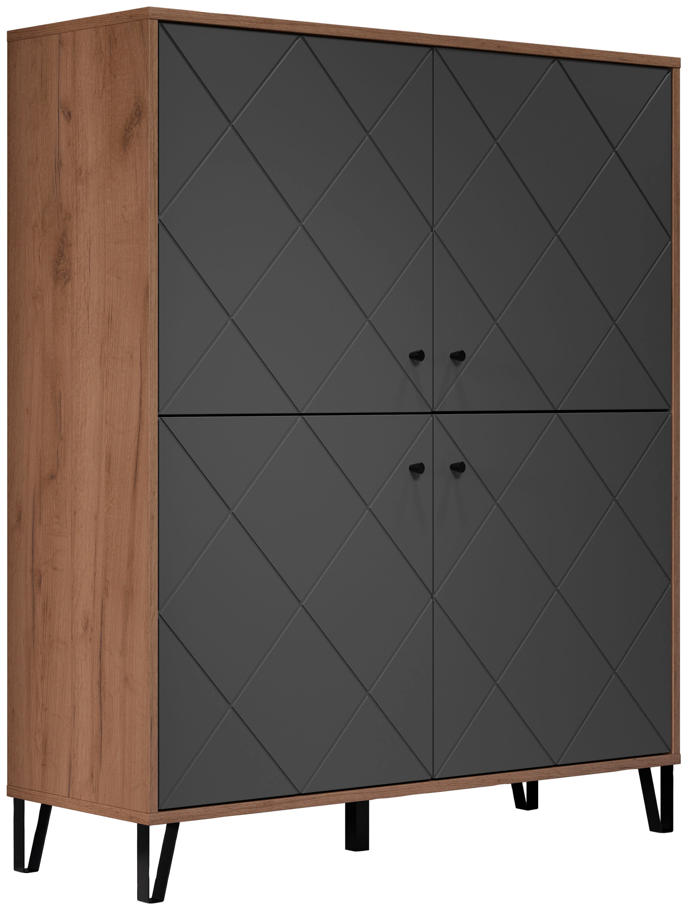 Home affaire Highboard »Molveno« 1 Stk. tlg. Highboard mit 4 Türen & Soft-Close - (B/T/H) 123/40/136 cm