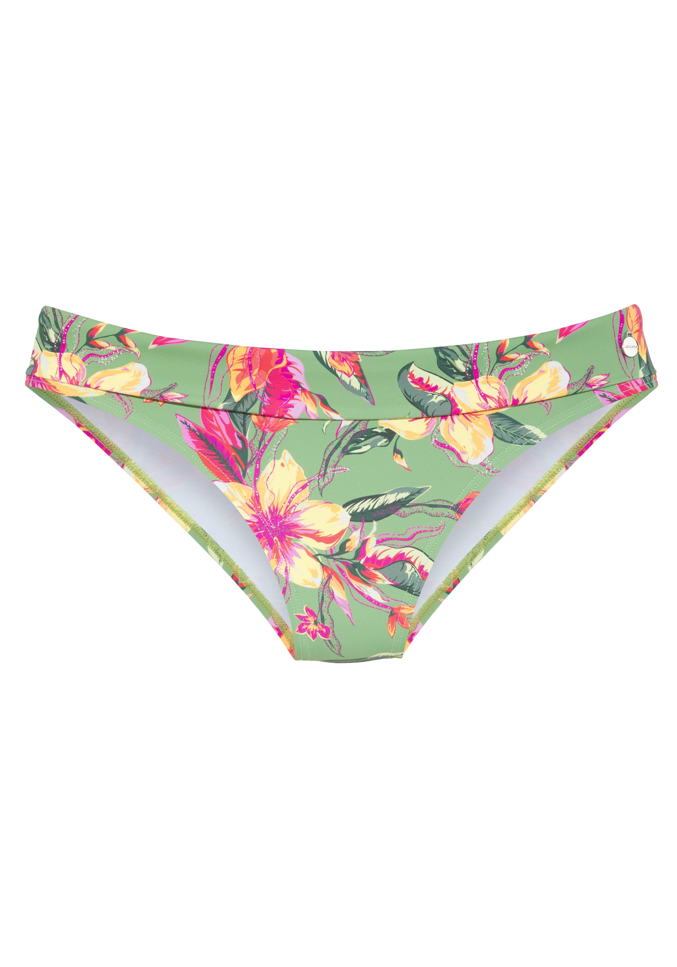 Image of LASCANA Bikini-Hose "Malia" mit Umschlagbund mit tropischem Print