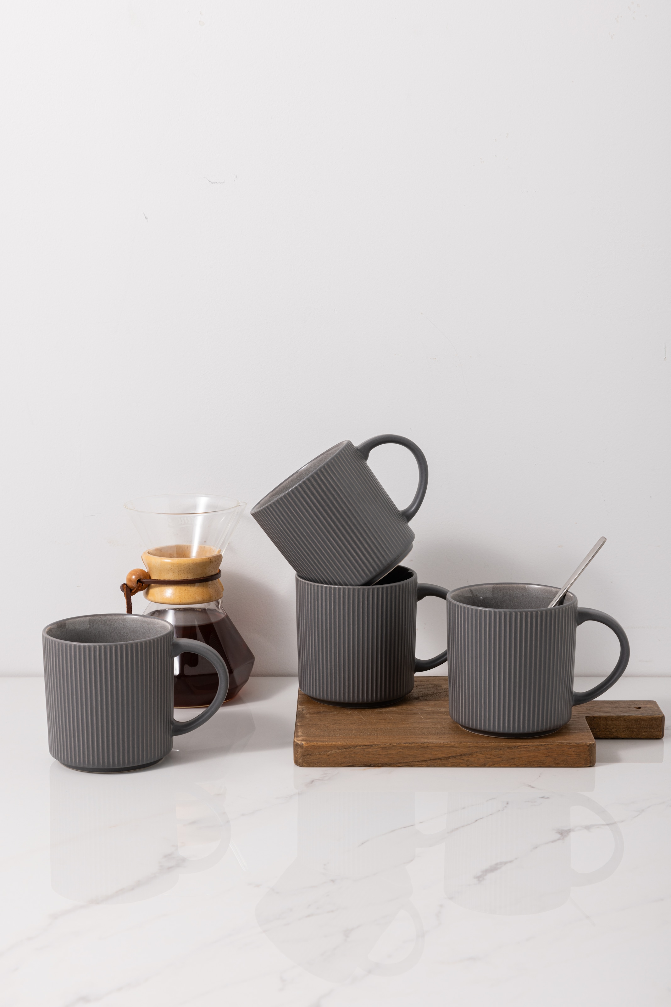 GOODproduct Becher »Kaffeebecher Ylvii, 6er Set« Riffeloptik, spülmaschinenfest und mikrowellengeeignet, 460 ml