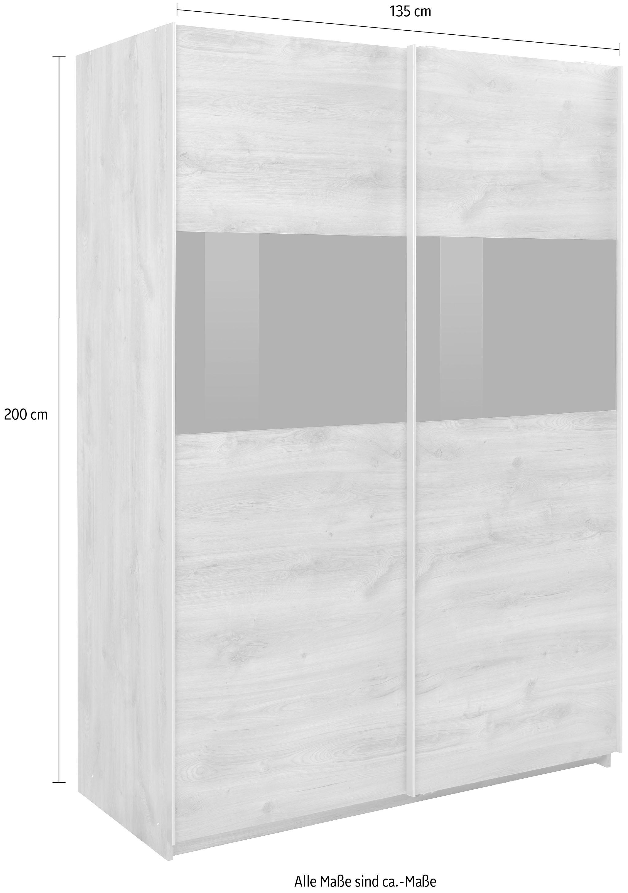 Wimex Armoire à portes coulissantes »Bramfeld Kleiderschrank« avec éléments en verre et tablettes supplémentaires