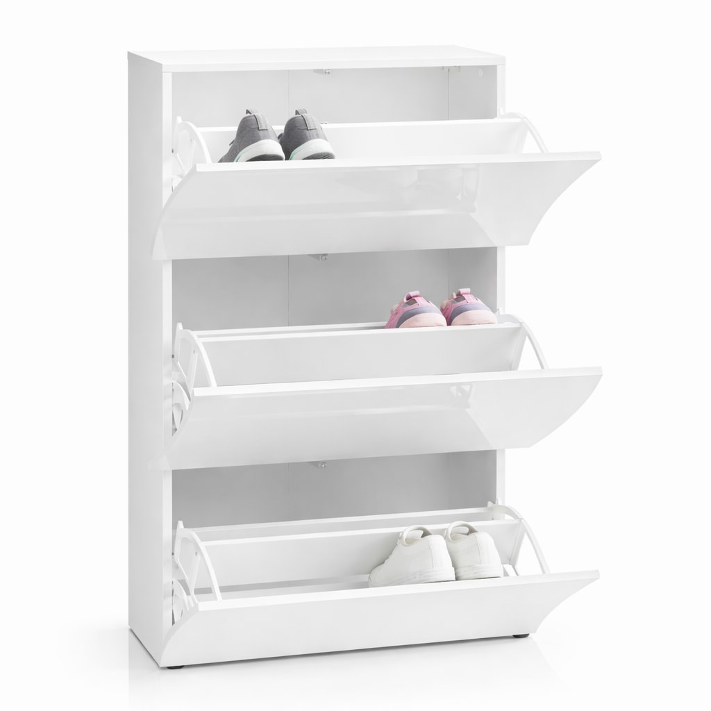 GOODproduct Schuhschrank »Luxor 3, Schuhklapper, Schuhkommode, Höhe 121 cm« UV-lackiert, Hochglanz, grifflos, 3-Klappen
