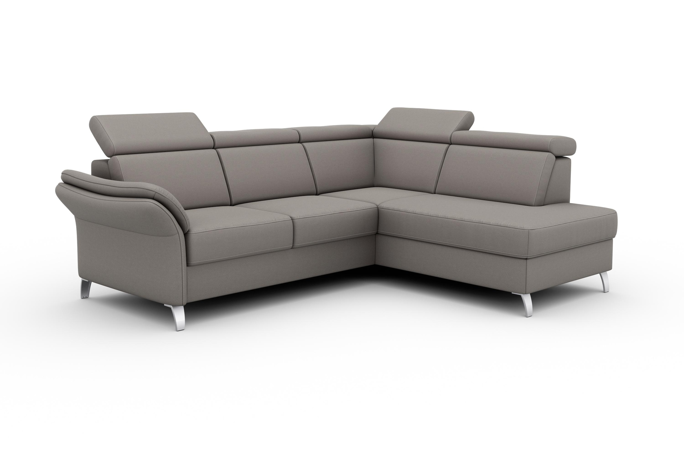 sit&more Ecksofa »Vincenzo L-Form«, inklusive Kopfteilverstellung, wahlweise mit Bettfunktion, Bettkasten