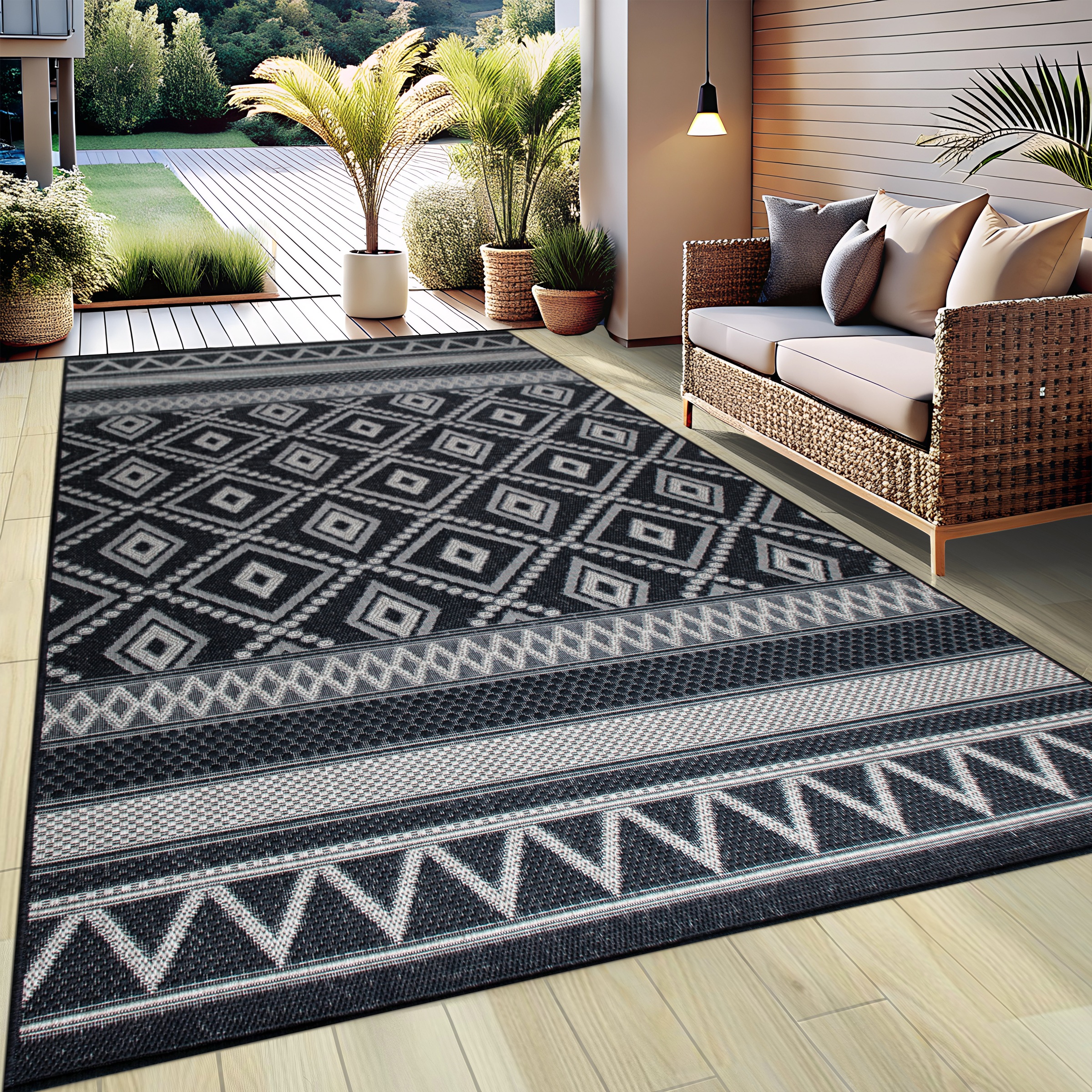 Image of GOODproduct Teppich "Toronto auch als Läufer erhältlich" rechteckig 3 mm Höhe In- und Outdoor geeignet, Sisal-Optik, Wetterfest & UV-beständig, Boho