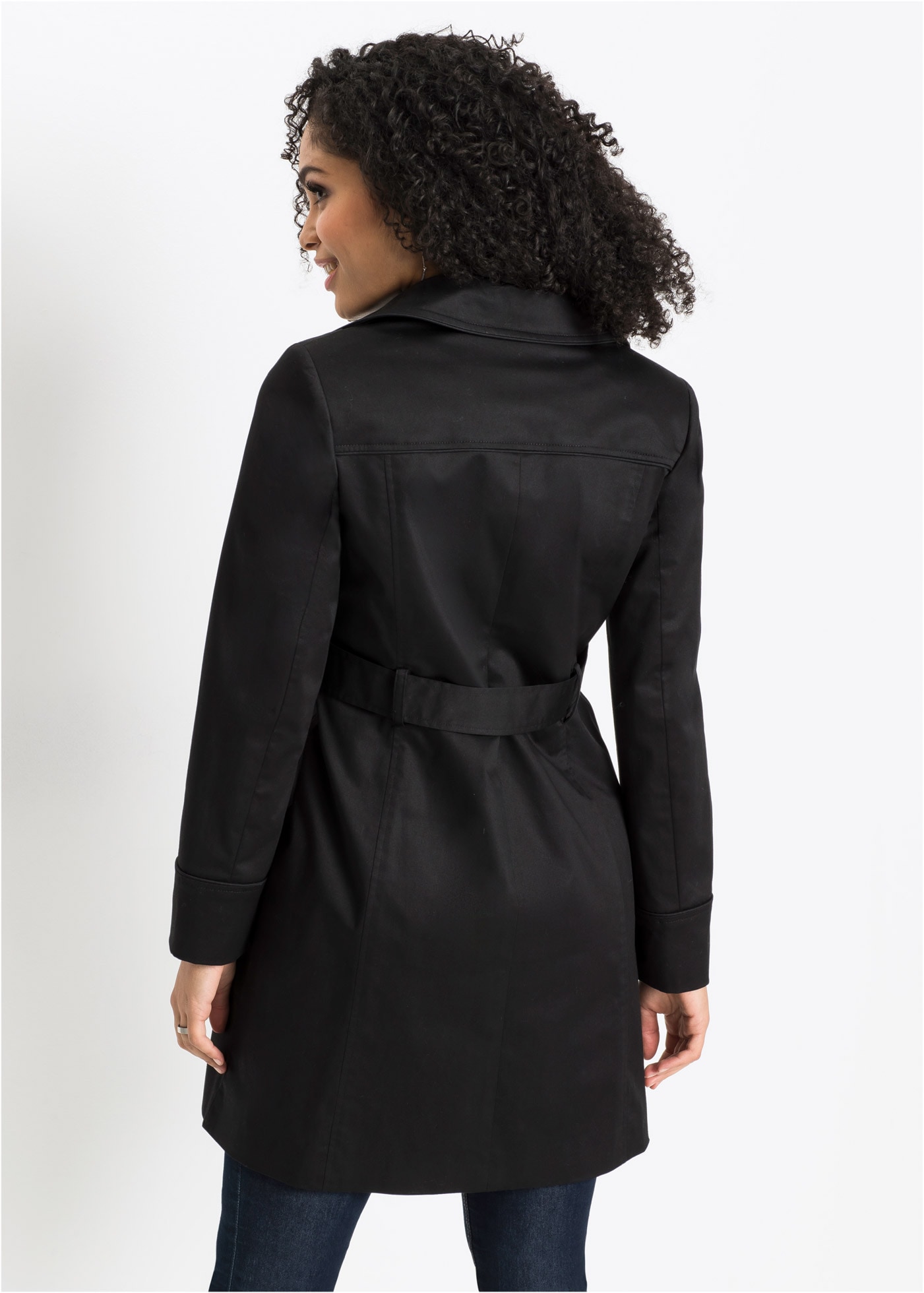 bonprix Trenchcoat mit abnehmbarem Bindegürtel, 2-Reiher