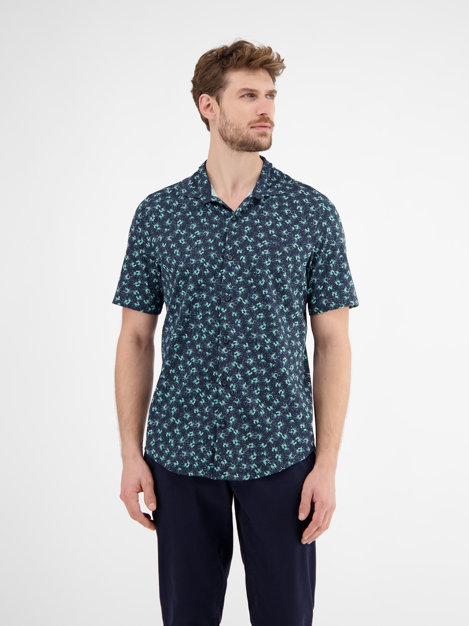 Image of LERROS Kurzarmhemd "Herren Jerseyhemd, floral gemustert"