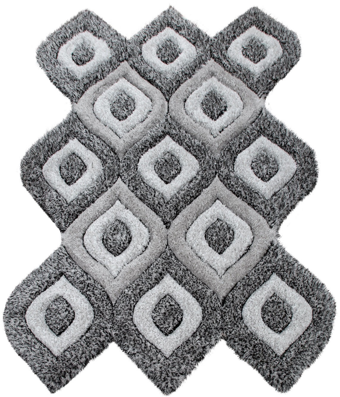 Image of Paco Home Hochflor-Teppich »Prag 721«, Motivform, 40 mm Höhe, Rauten Design, 3D-Effekt, ideal im Wohnzimmer & Schlafzimmer bei Ackermann Versand Schweiz