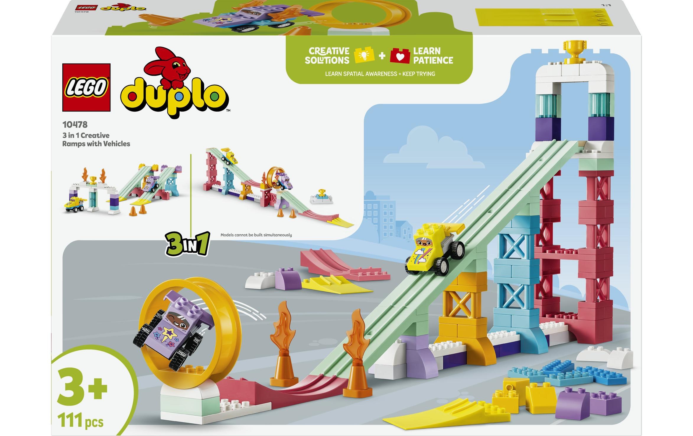 LEGO® Konstruktionsspielsteine »Kreative Sprungschanzen mit kleinen Flitzern 3-in-1-Set (10478)« LEGO DUPLO Town; Made in Europe
