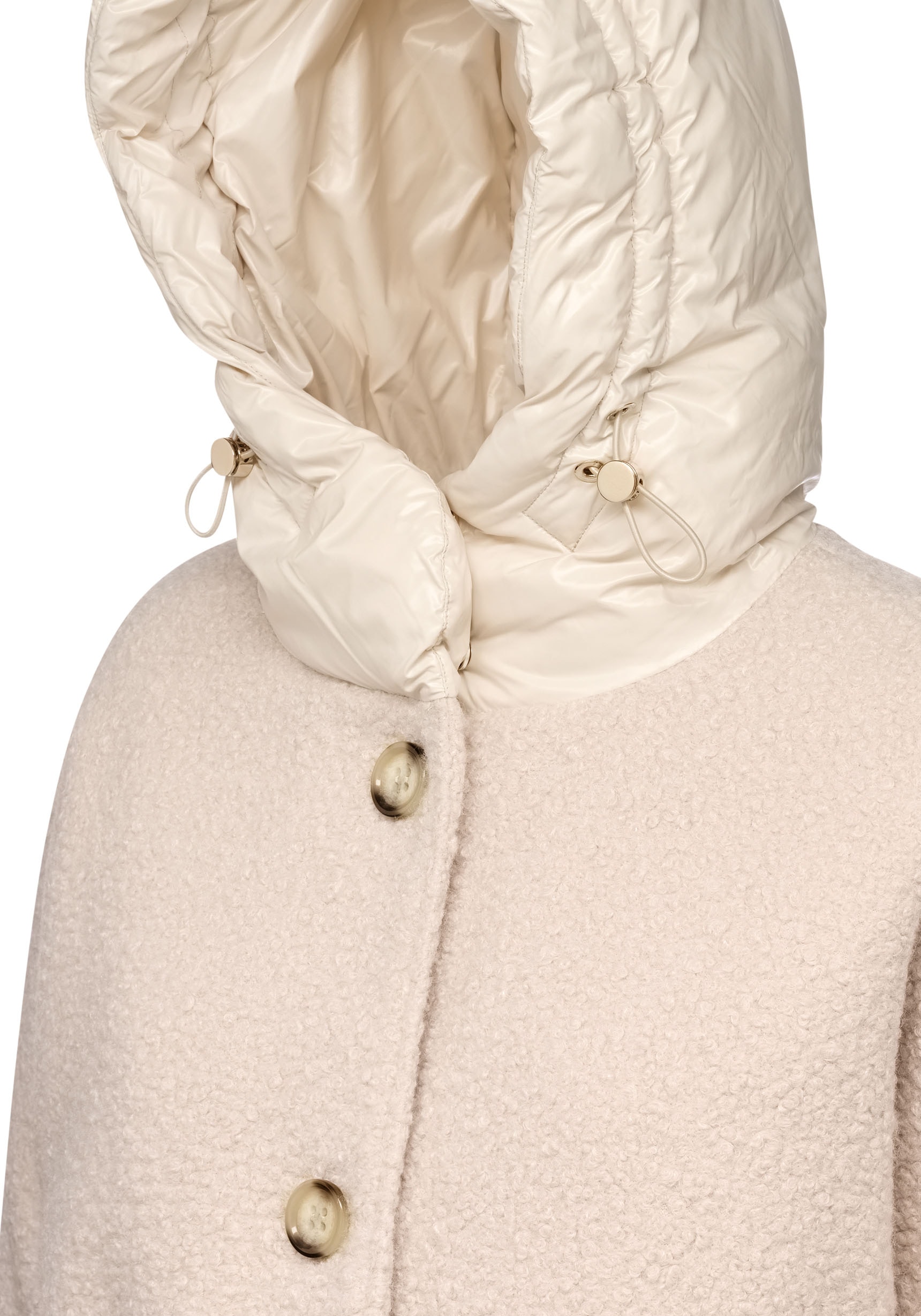 Geox Kurzmantel »CALITHE«, im Materialmix, Kapuze, grosse aufgesetzte Taschen, Knöpfe