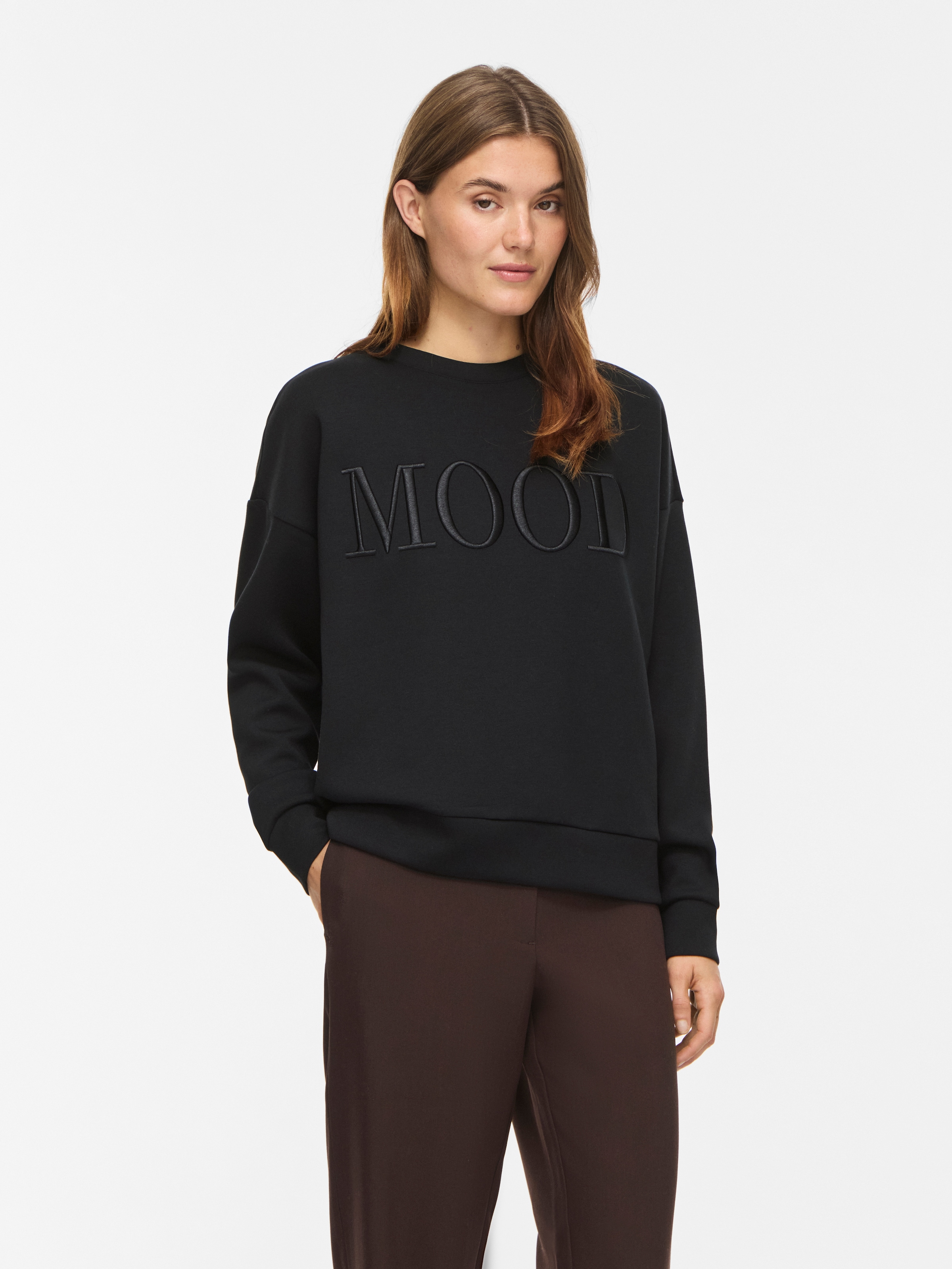 Vila Sweater »VIREFLECT MOOD EMB L/S SWEAT TOP/R/3«, Materialmix, loose fit
