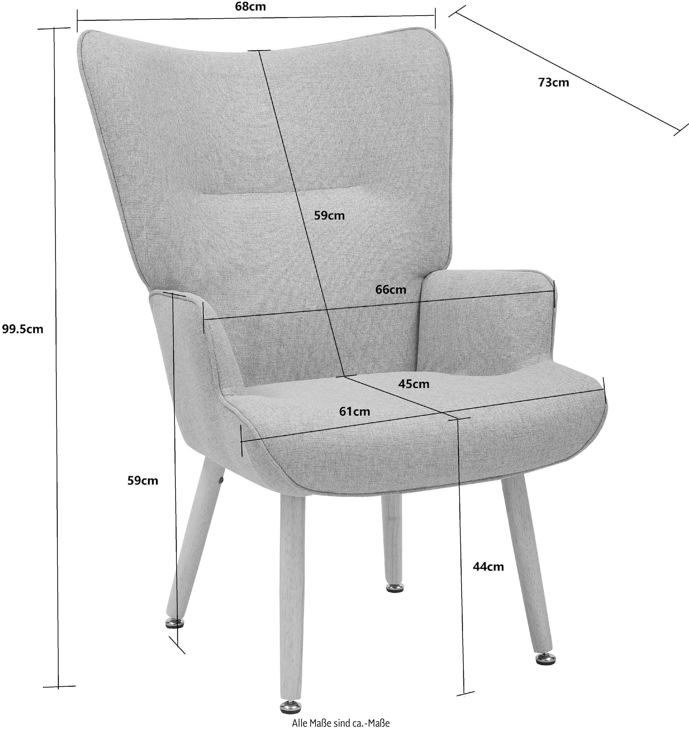 INOSIGN Fauteuil de relaxation »KEADY, Hochlehnsessel, TV-Sessel,« Relaxsessel, Ohrensessel mit stabilem Echtholzgestell