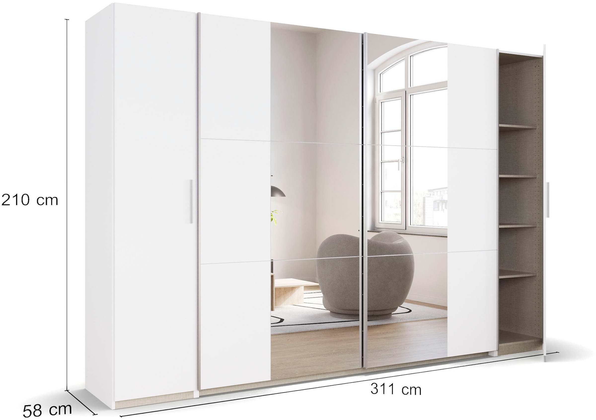 rauch Schwebetürenschrank »Kleiderschrank Drehtürenschrank Schrank Garderobe KRONACH TOPSELLER«, mit Dreh- und Schwebetüren und Spiegel, viele Böden MADE IN GERMANY