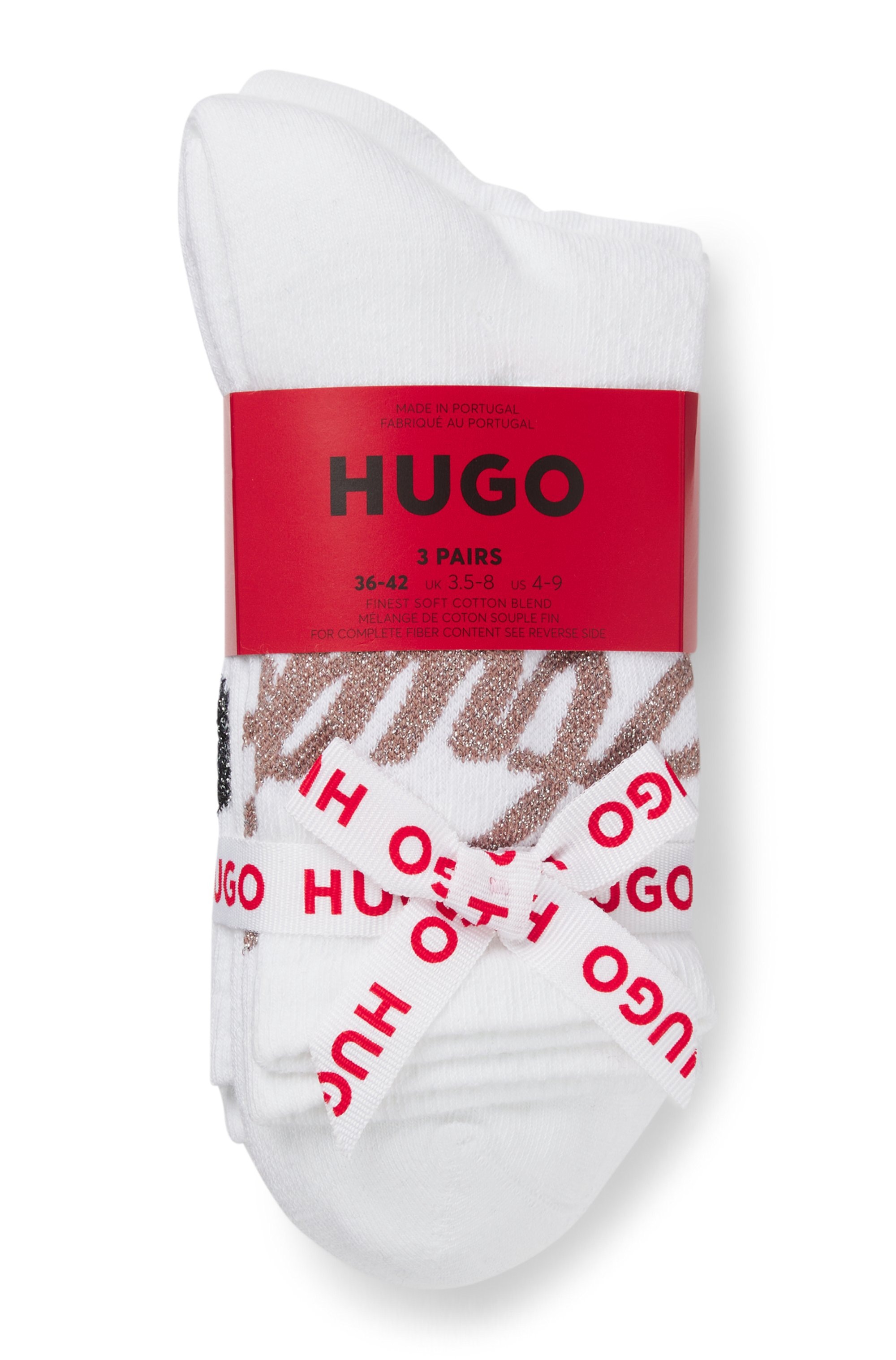 HUGO Underwear Chaussettes 3 Couple tlg. mit schimmerden Logo