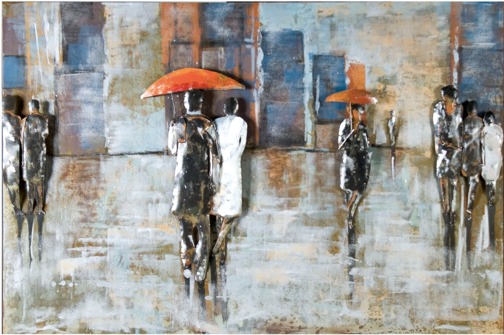 Image of GILDE GALLERY Metallbild "Kunstobjekt Rainy Day" Menschen 1 Stk. tlg.