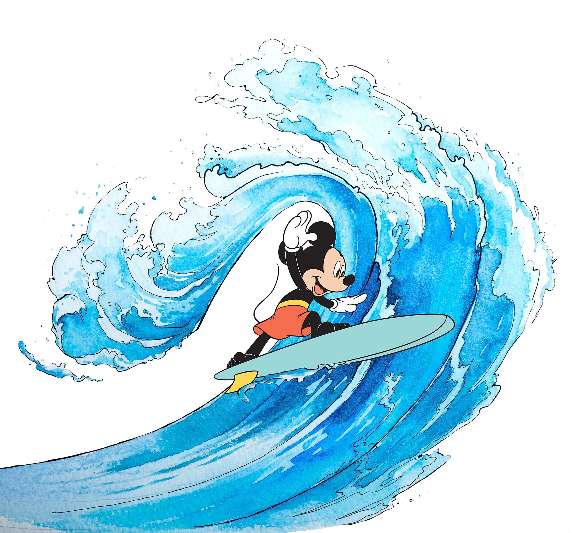 Image of Komar Vliestapete "Digitaldruck Vlies - Mickey Surfing - Grösse 300 x 280 cm" bedruckt glatt Kinderzimmer
