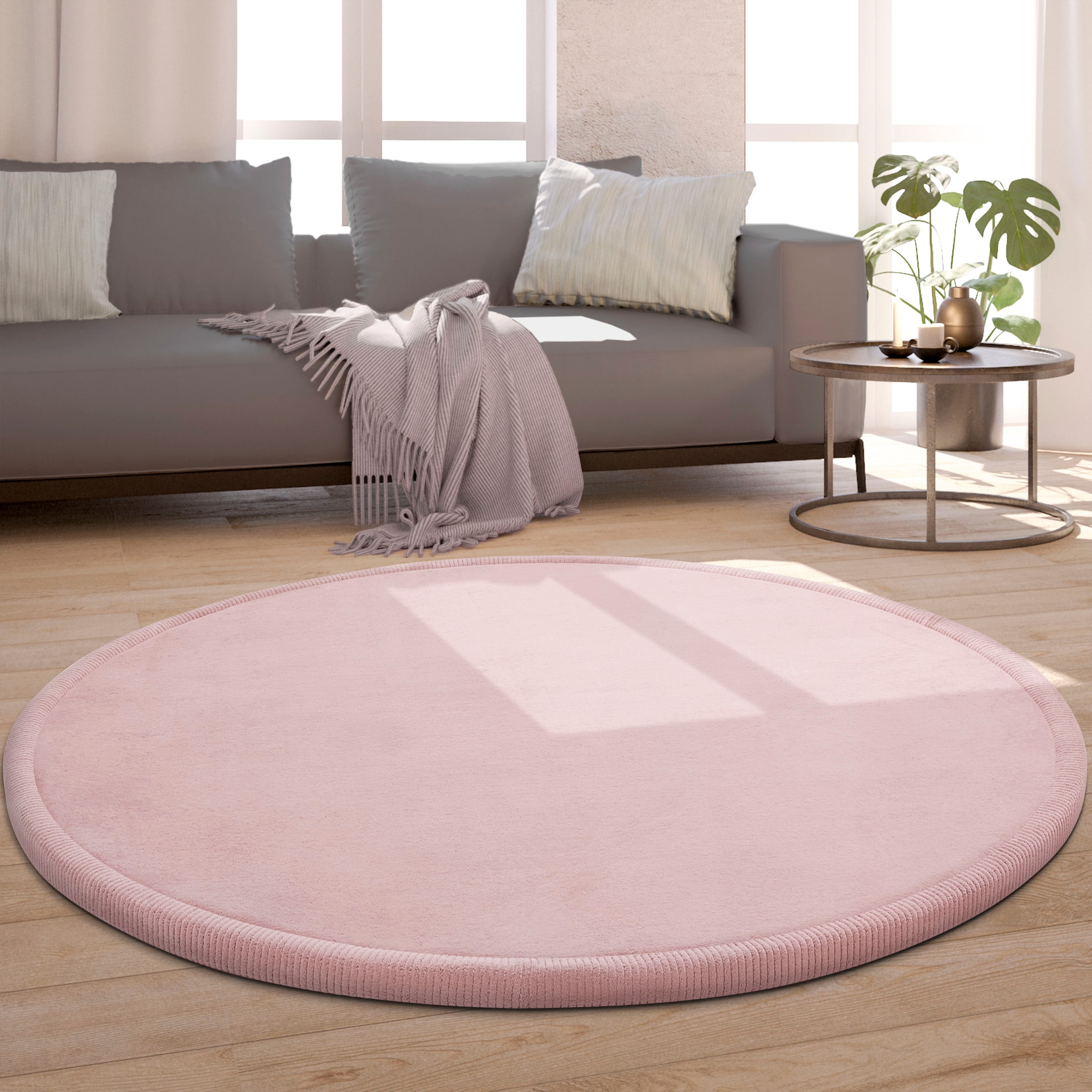 Paco Home Teppich »Tatami 475«, rund, 24 mm Höhe, Kurzflor, Uni Farben, mit Memory Foam, waschbar