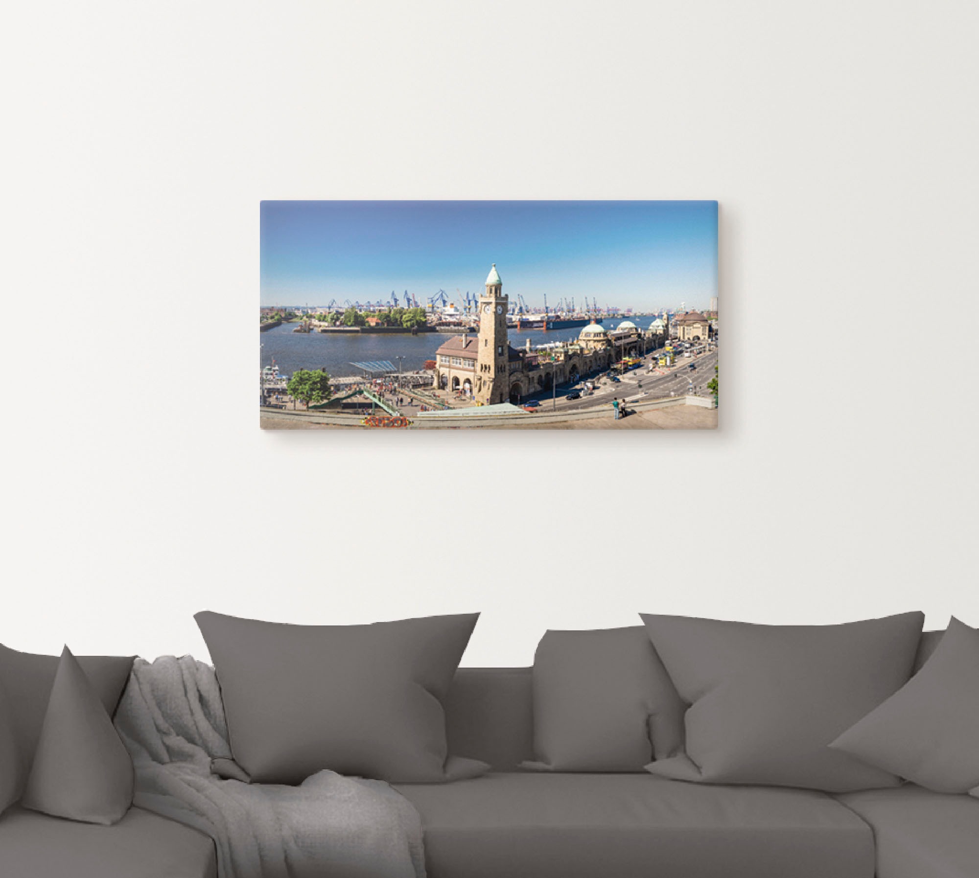 Image of Artland Wandbild »Hamburg St. Pauli Landungsbrücken«, Deutschland, (1 St.), in vielen Grössen & Produktarten - Alubild / Outdoorbild für den Aussenbereich, Leinwandbild, Poster, Wandaufkleber / Wandtattoo auch für Badezimmer geeignet bei Ackermann Versand