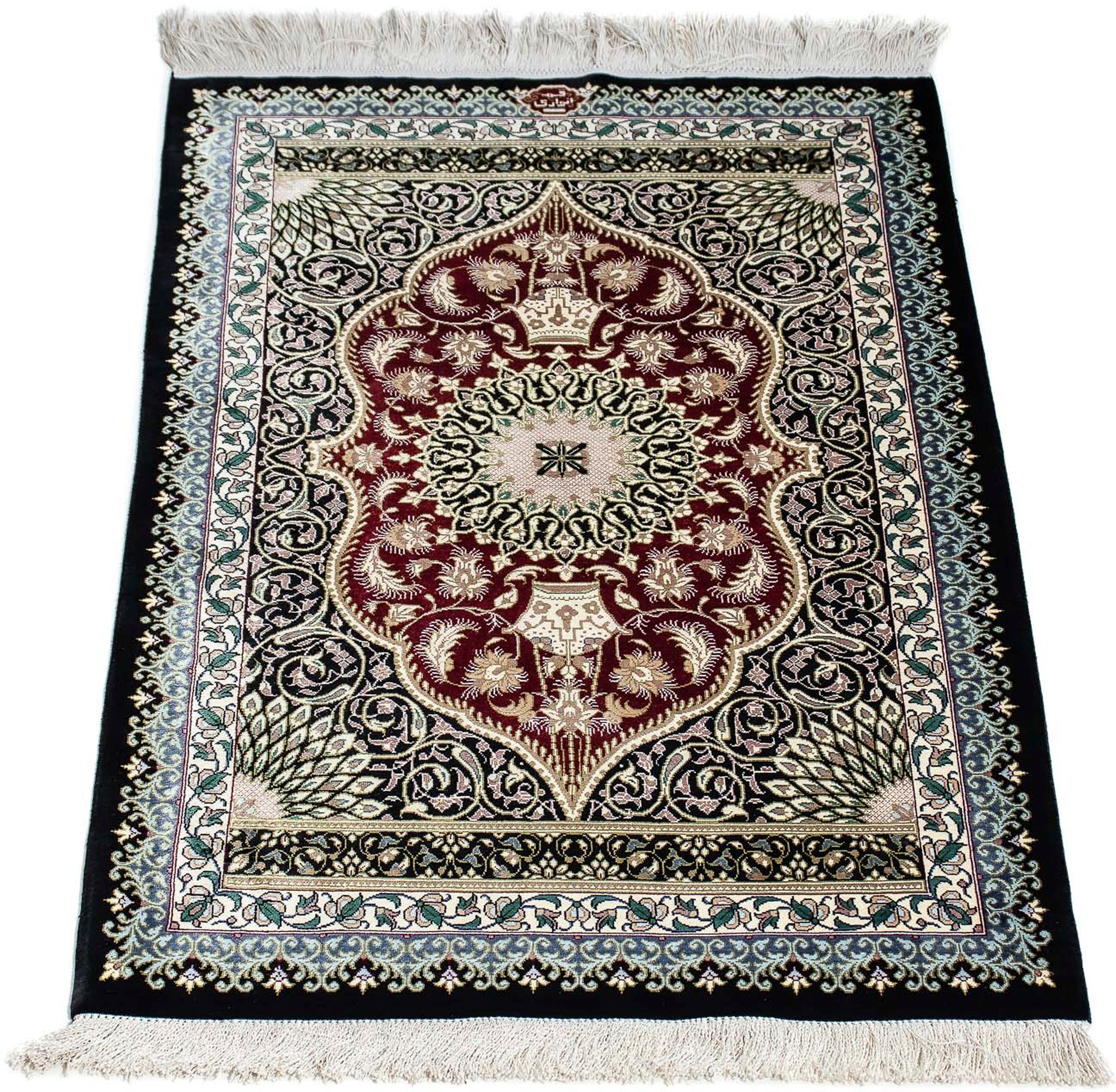 Image of morgenland Orientteppich »Perser - Ghom - 94 x 58 cm - dunkelblau«, rechteckig, 10 mm Höhe, Wohnzimmer, Handgeknüpft, Einzelstück mit Zertifikat bei Ackermann Versand Schweiz