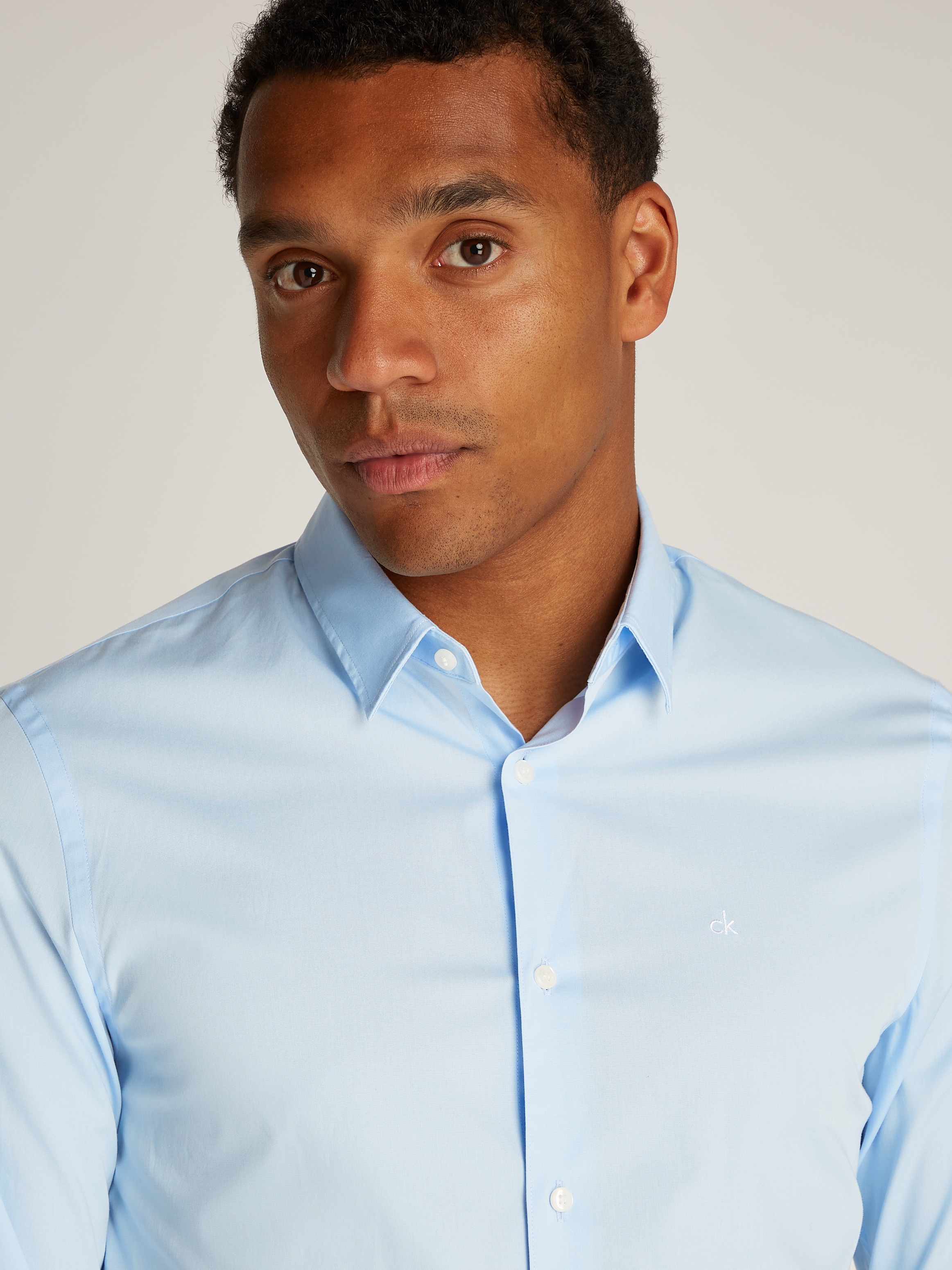Calvin Klein Businesshemd »STRETCH POPLIN SLIM SHIRT«, mit Calvin Klein Logo auf der Brust