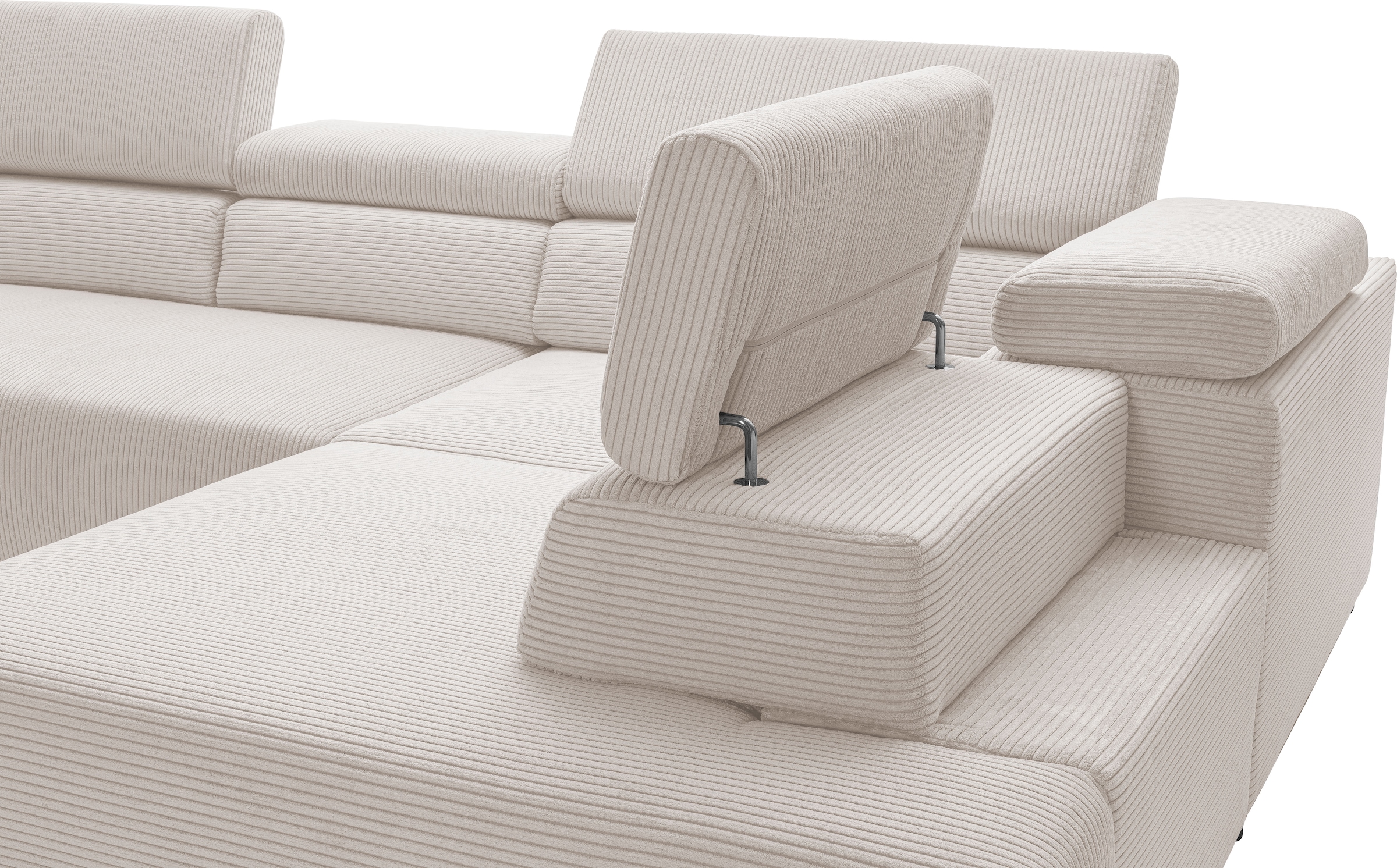 exxpo - sofa fashion Ecksofa »VITTORIO mit Komfortfunktionen, bequem und modern, Cord, L-Form«, inkl. Kopfteil- und Sitztiefenverstellung, wahlweise mit Bettfunktion