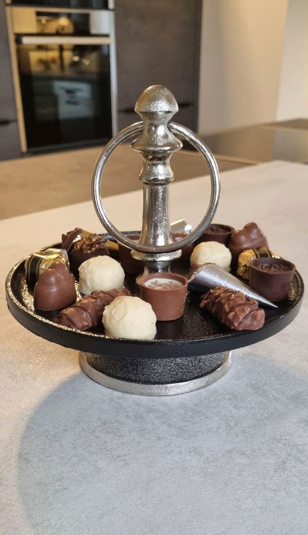 Ambiente Haus Etagere »Etagere 1 Stufe Silberfarben und Schwarz«, (1 tlg.)