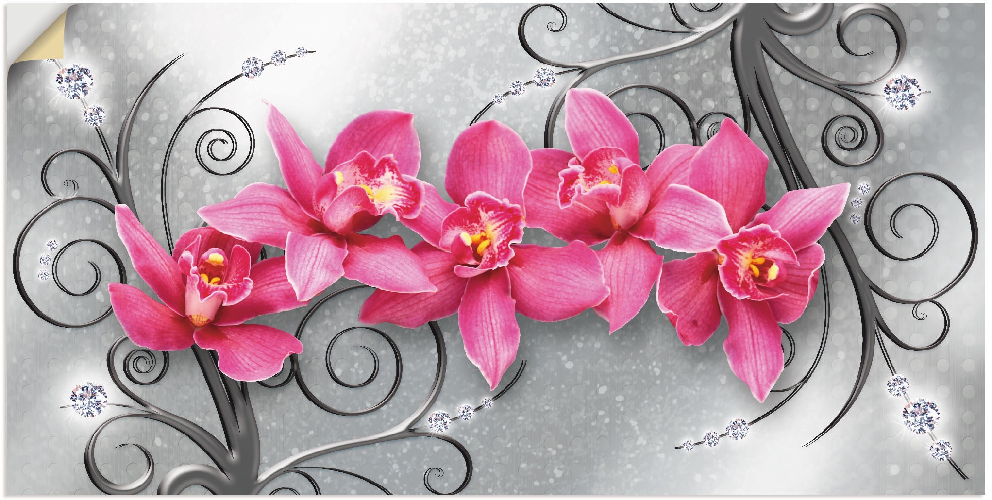 Wandaufkleber St.), in Wandbild Blumenbilder, als Ornamenten«, oder Orchideen (1 auf Poster Leinwandbild, jetzt Grössen Artland »rosa Alubild, kaufen versch.